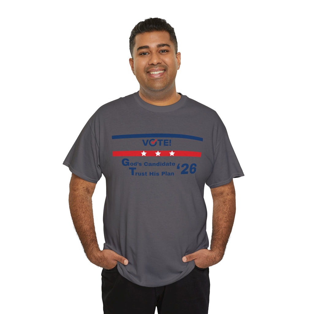 Political Vote '26 T‑Shirt — "God's Candidate Trust His Plan" Patriotic Tee
