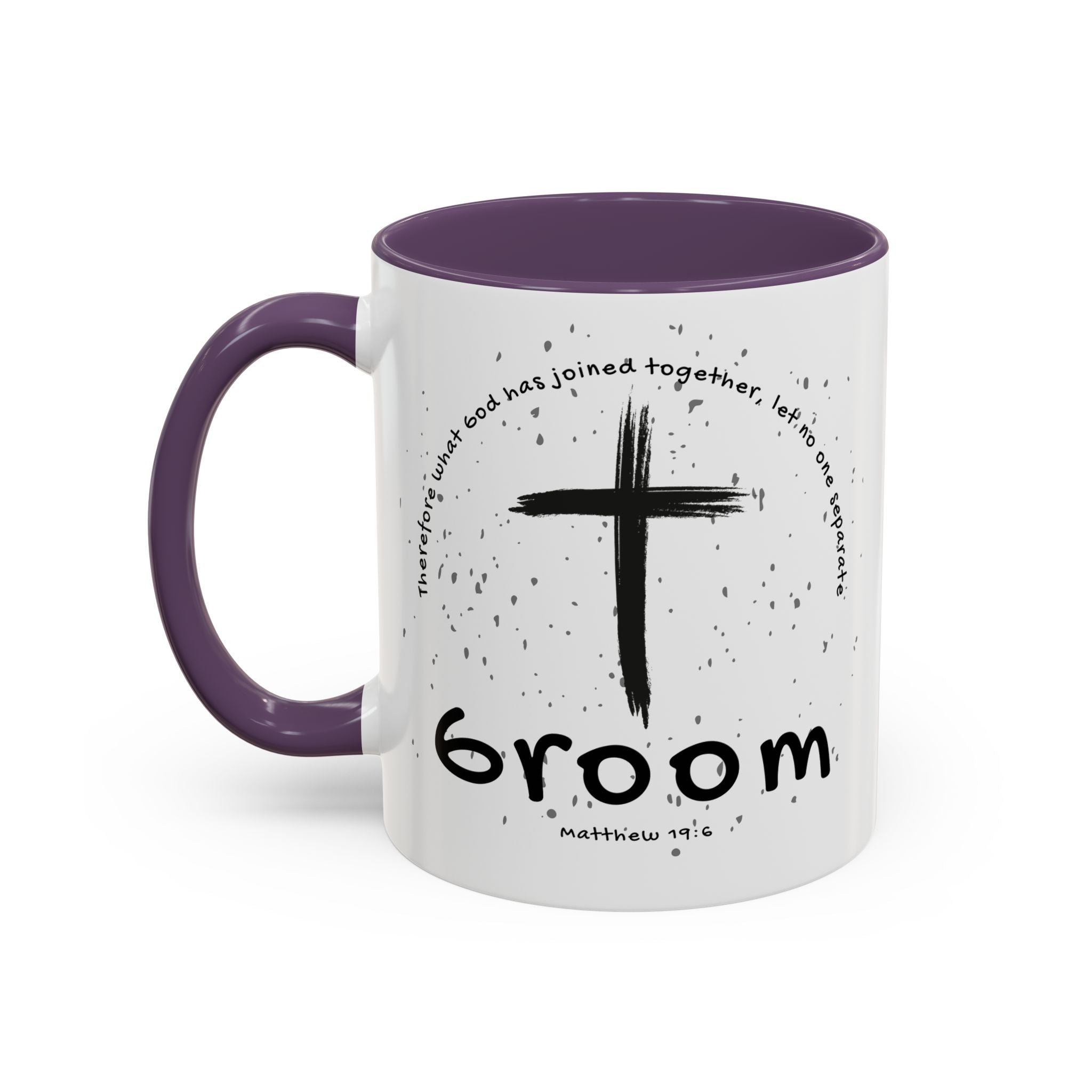 Groom Faith Coffee Mug – Cross & Matthew 19:6 Wedding Gift