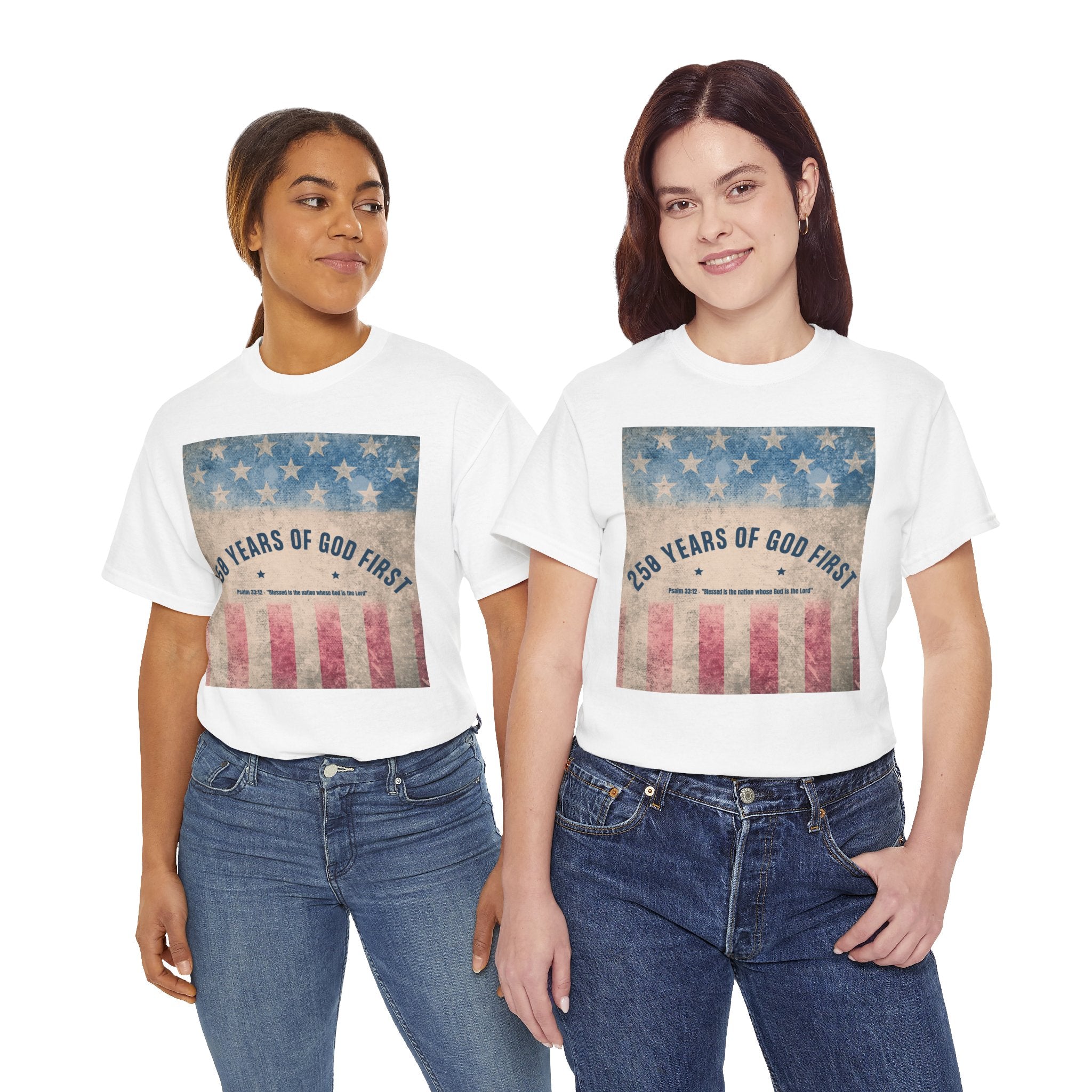 God First 250 Years Vintage American Flag  and Patriotic T-Shirt