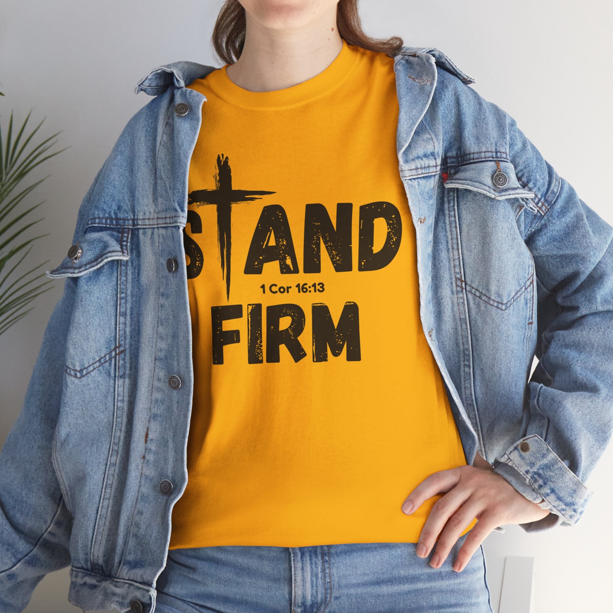 Stand Firm T-Shirt — Christian Faith Tee with Cross & 1 Cor 16:13 Inspirational Design