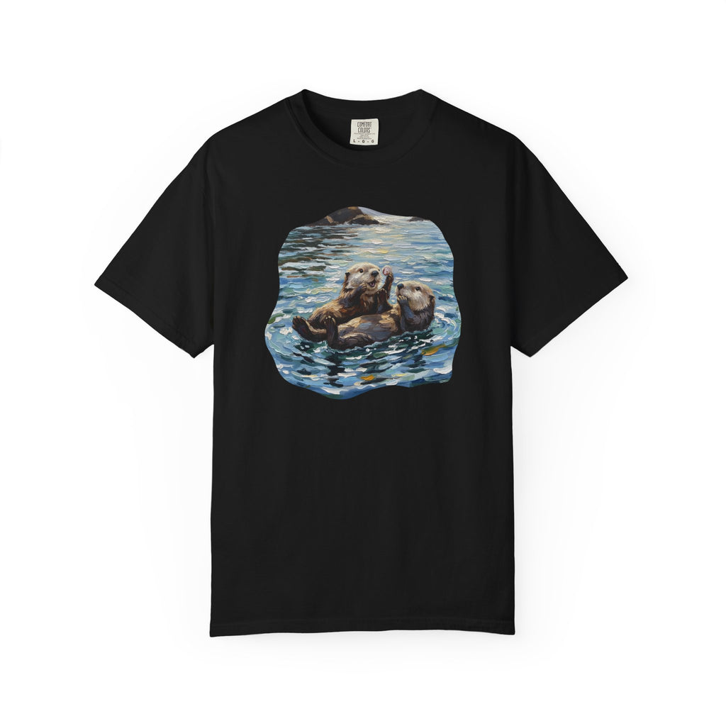 Otter Floating Art T-Shirt — Cute Sea Otter Graphic Tee