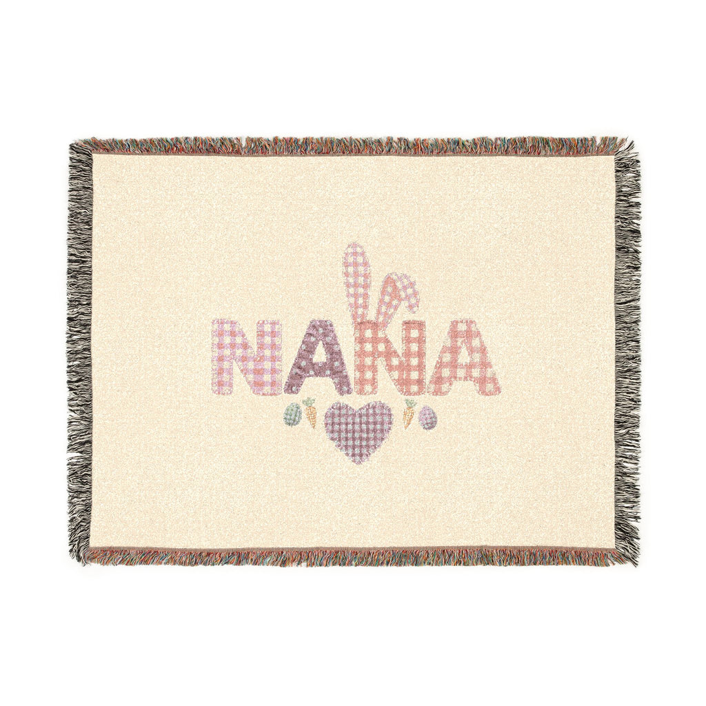 Nana Heart Woven Blanket — Cozy Plaid Patchwork Throw for Grandmothers