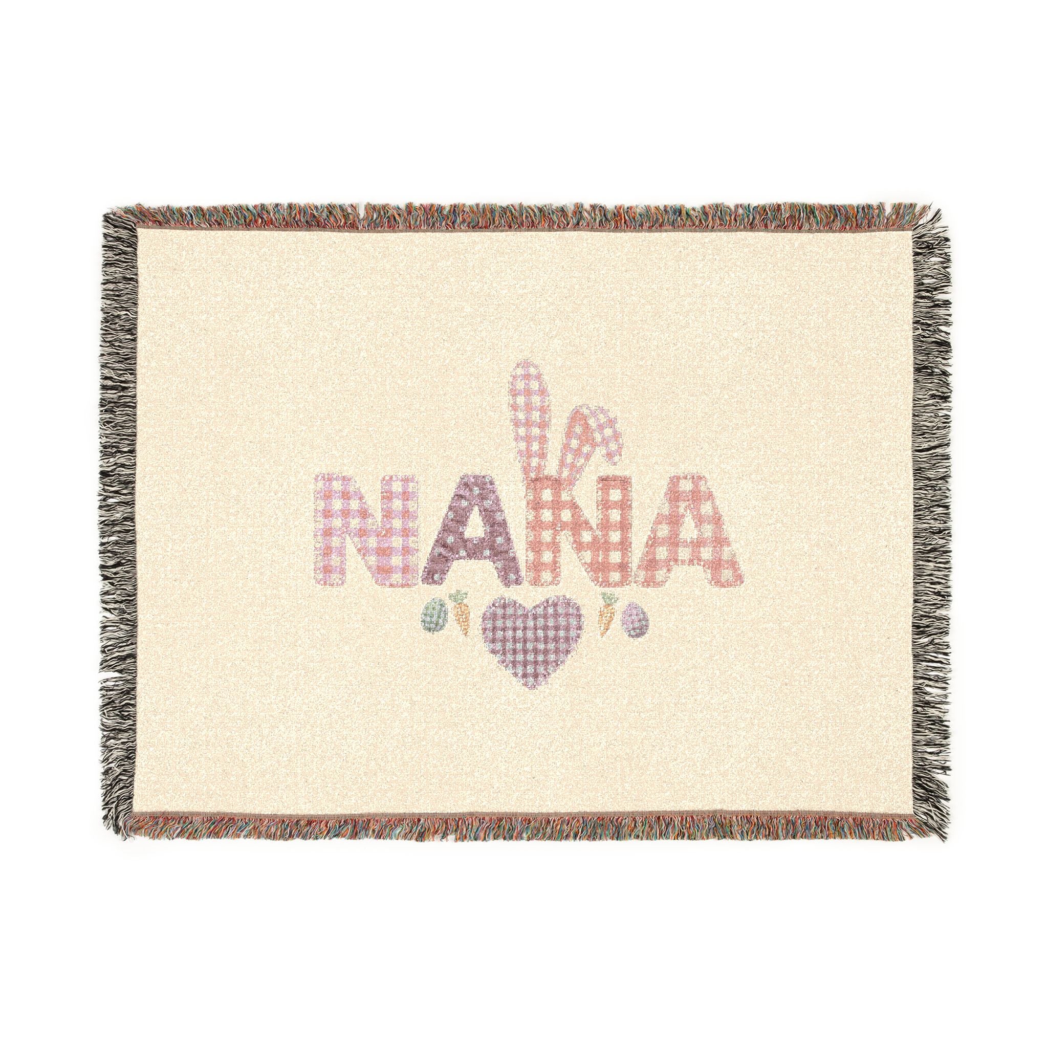 Nana Heart Woven Blanket — Cozy Plaid Patchwork Throw for Grandmothers