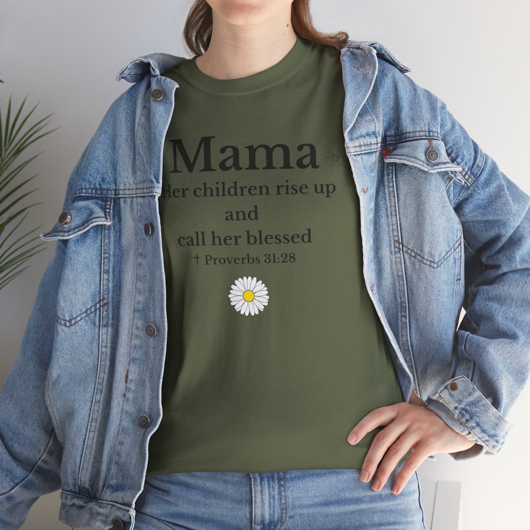 Mama Proverbs 31:28 T‑Shirt — 'Her children rise up and call her blessed' Floral Mom Tee - Mother's Day Gift