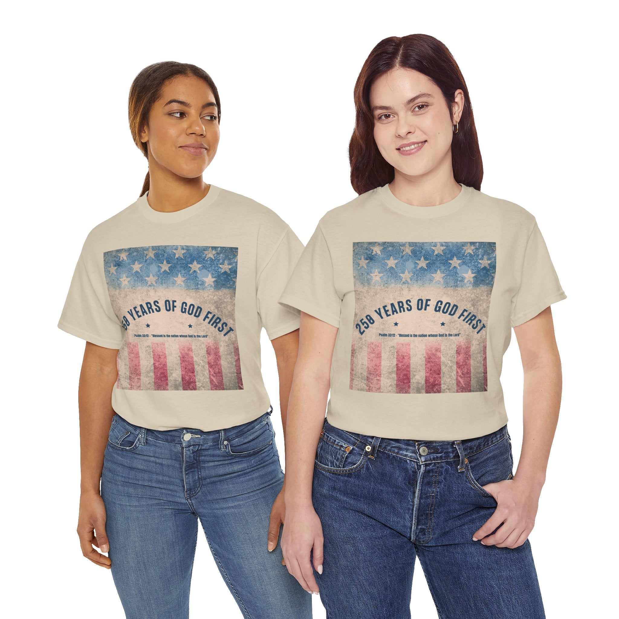 God First 250 Years Vintage American Flag  and Patriotic T-Shirt