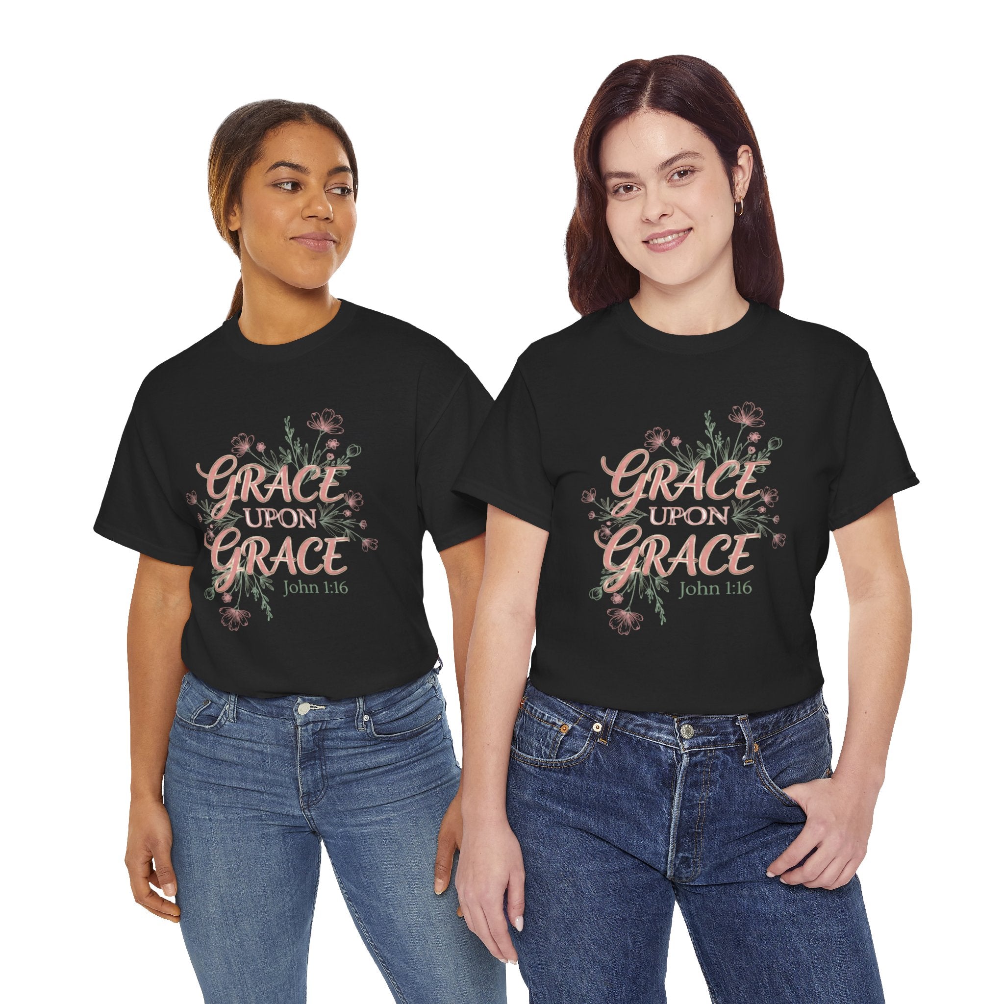 Grace Upon Grace Tee — John 1:16 Floral Christian T-Shirt