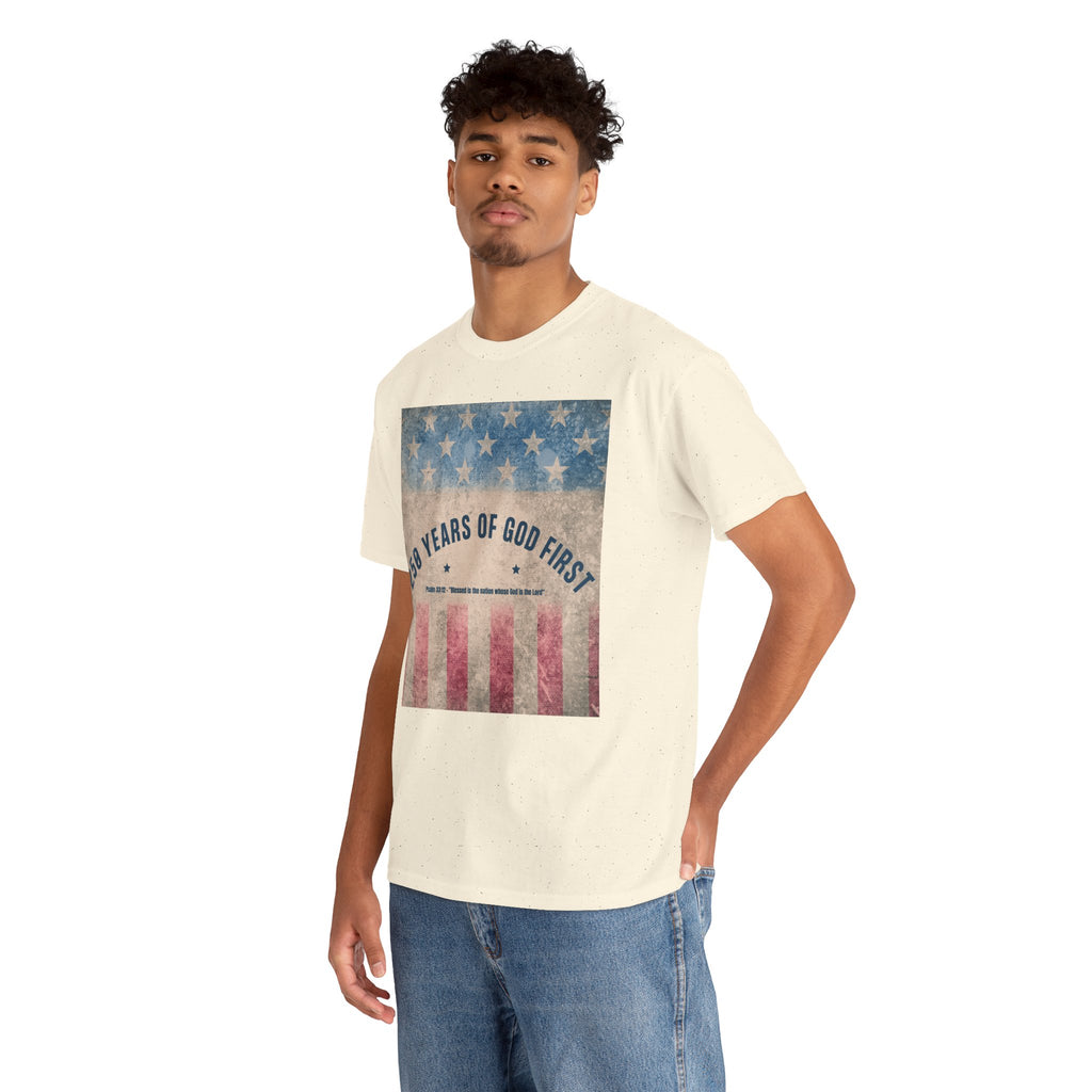 God First 250 Years Vintage American Flag  and Patriotic T-Shirt