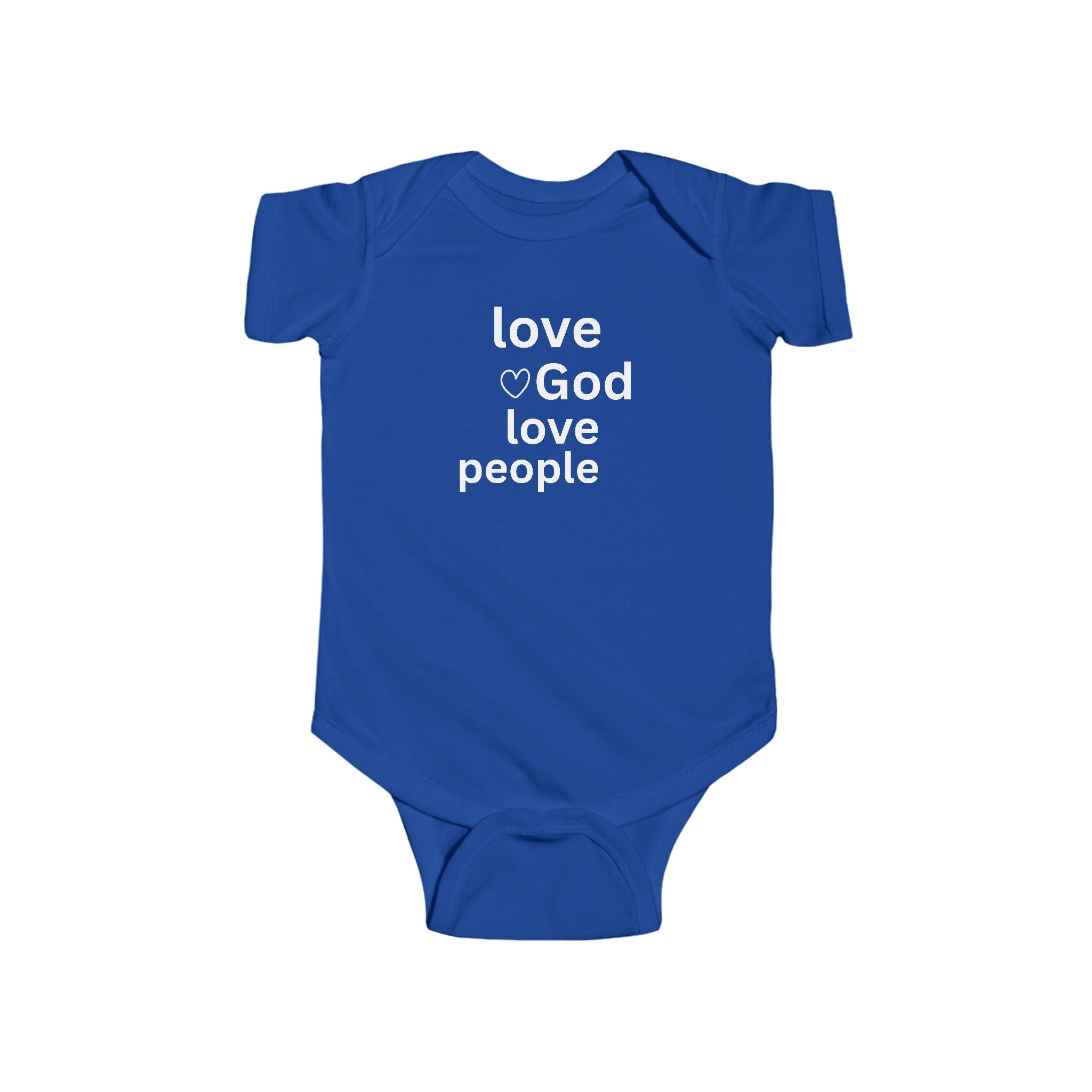 Infant Bodysuit - "Love God Love People" Baby Onesie, Christian Newborn Gift 2 Sided Humor