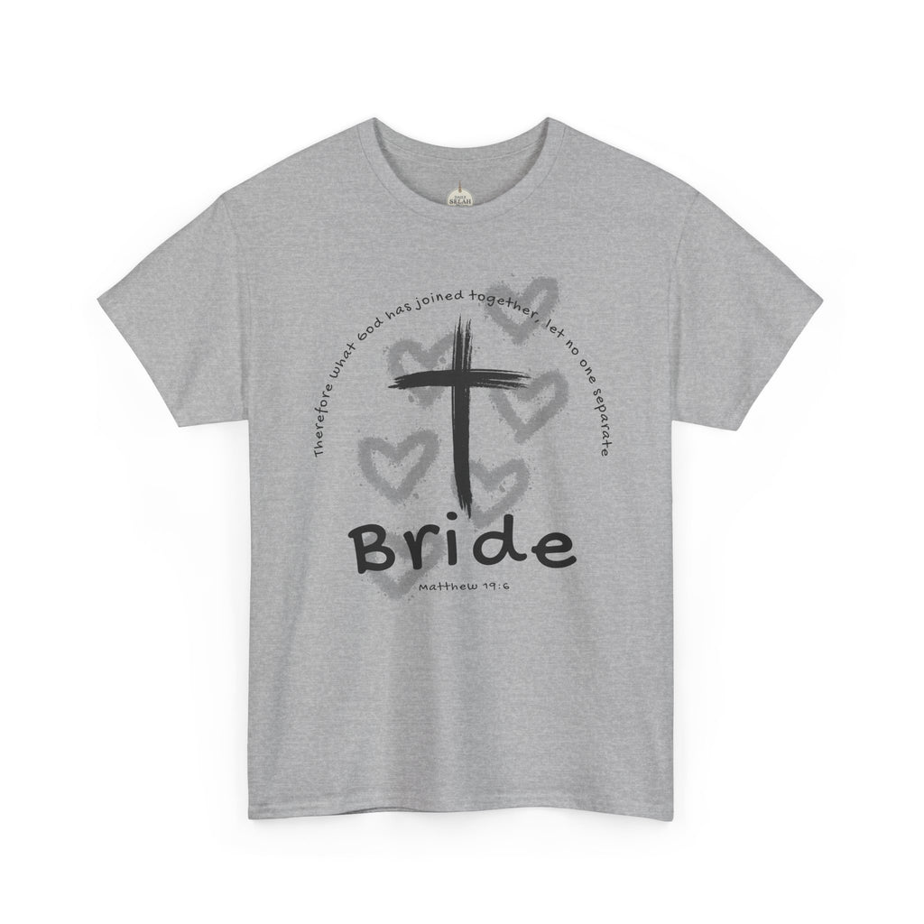 Bride T-Shirt — Christian Cross & Hearts Bridal Faith Tee - Christian - Matthew 19:6