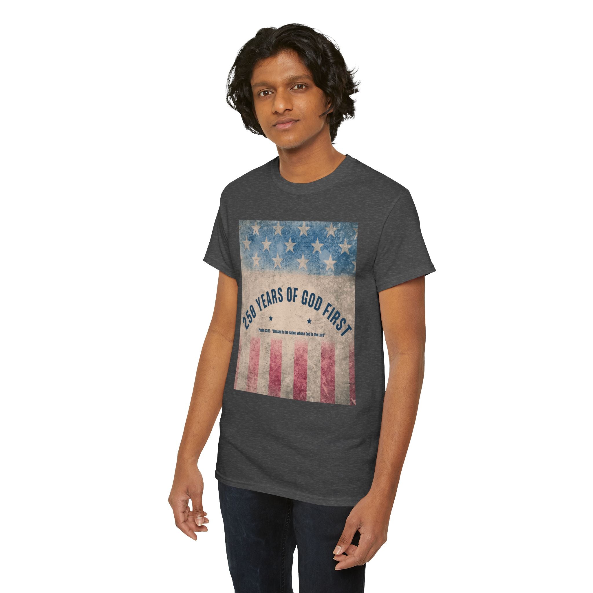 God First 250 Years Vintage American Flag  and Patriotic T-Shirt