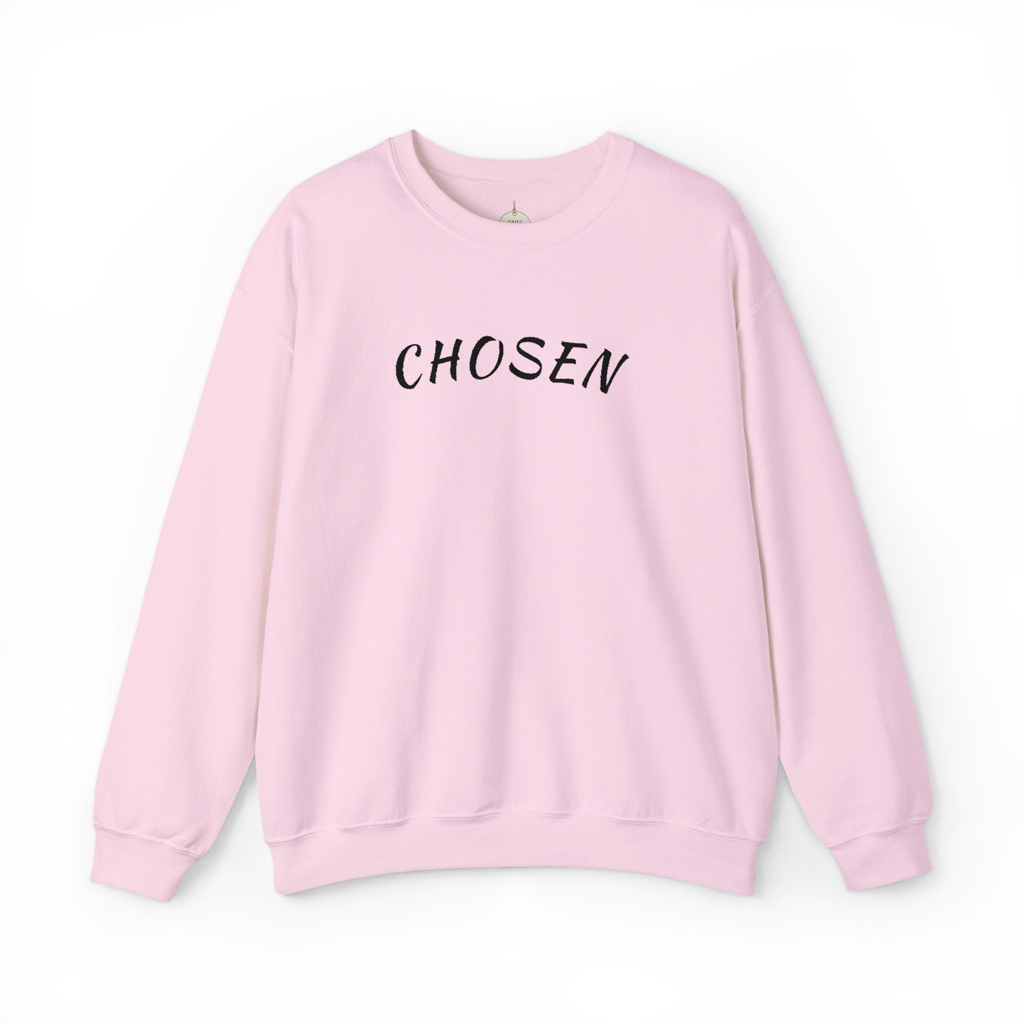 Embroidered Chosen Crewneck Sweatshirt — Minimalist Pullover with 'CHOSEN' Text