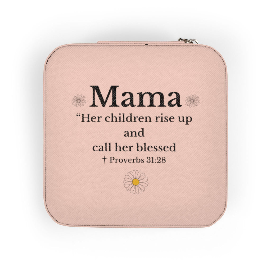 Travel Jewelry Case — "Mama" Floral Compact Organizer (Bible Verse Gift)