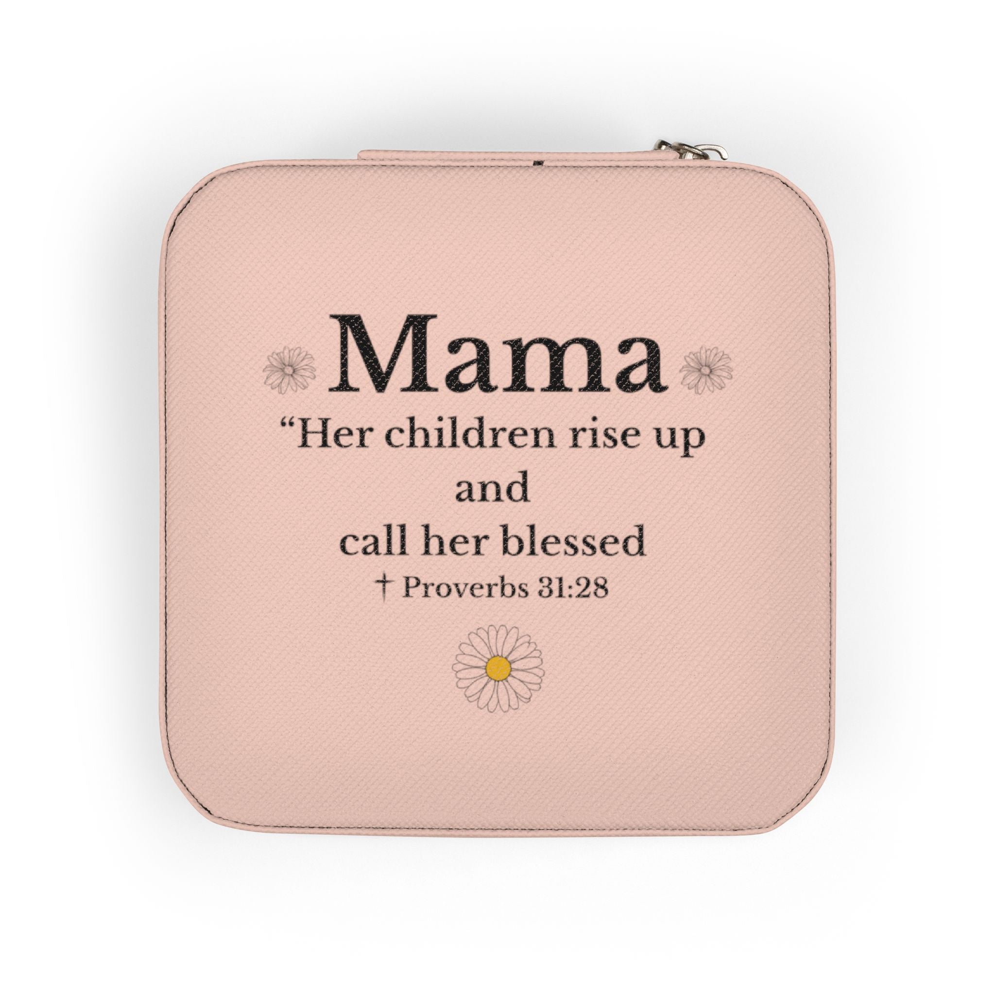 Travel Jewelry Case — "Mama" Floral Compact Organizer (Bible Verse Gift)