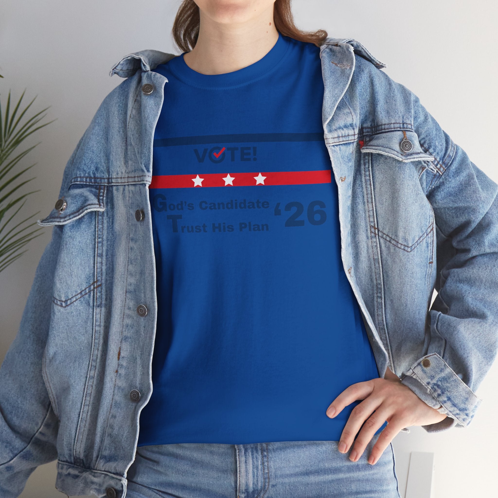 Political Vote '26 T‑Shirt — "God's Candidate Trust His Plan" Patriotic Tee
