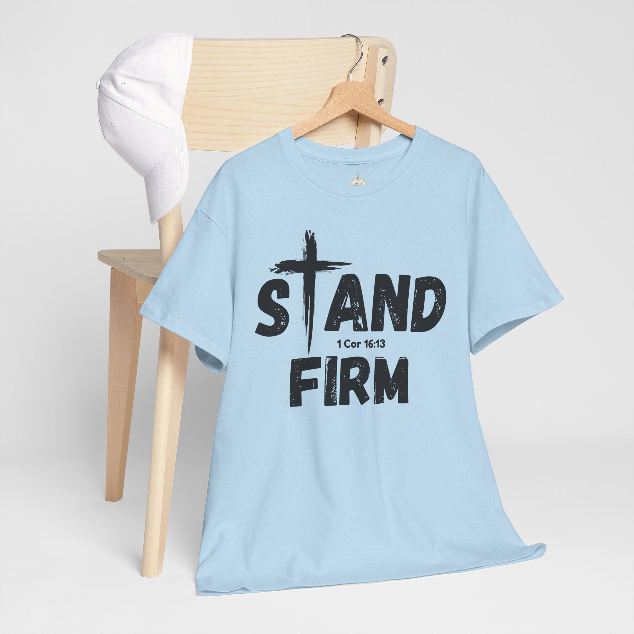Stand Firm T-Shirt — Christian Faith Tee with Cross & 1 Cor 16:13 Inspirational Design