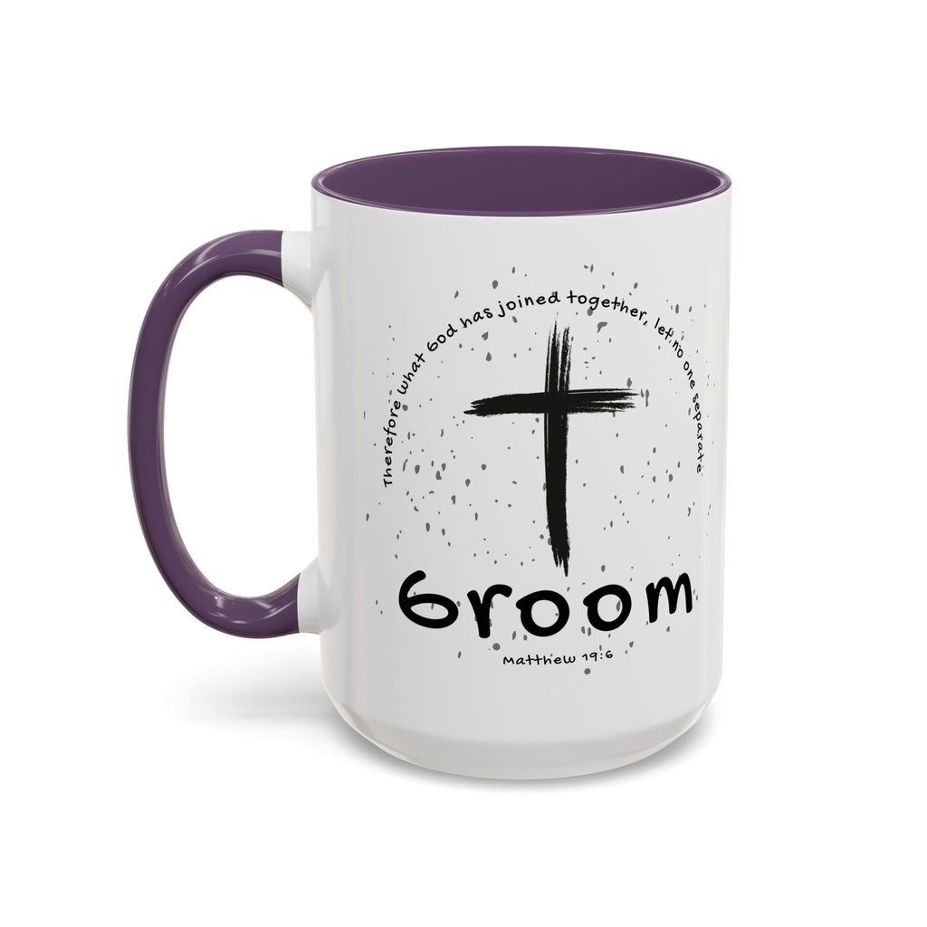 Groom Faith Coffee Mug – Cross & Matthew 19:6 Wedding Gift