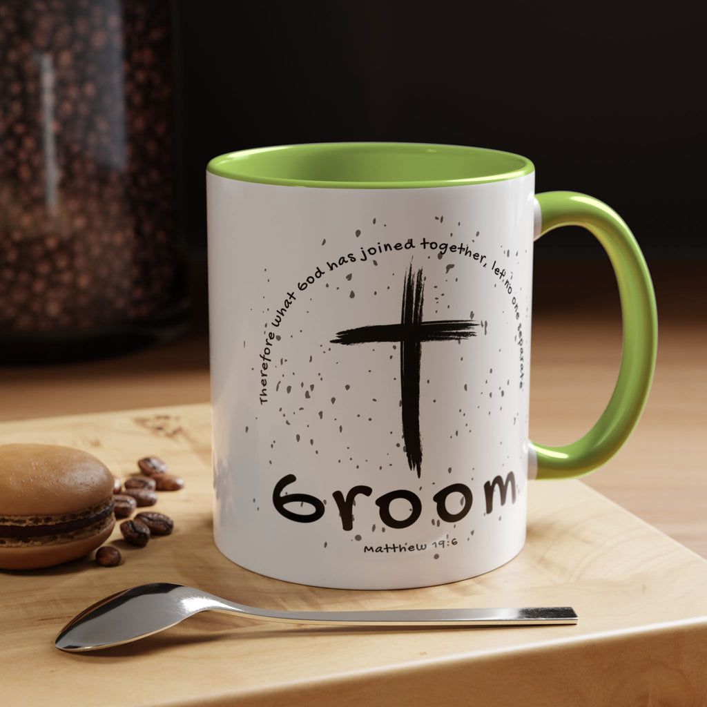 Groom Faith Coffee Mug – Cross & Matthew 19:6 Wedding Gift