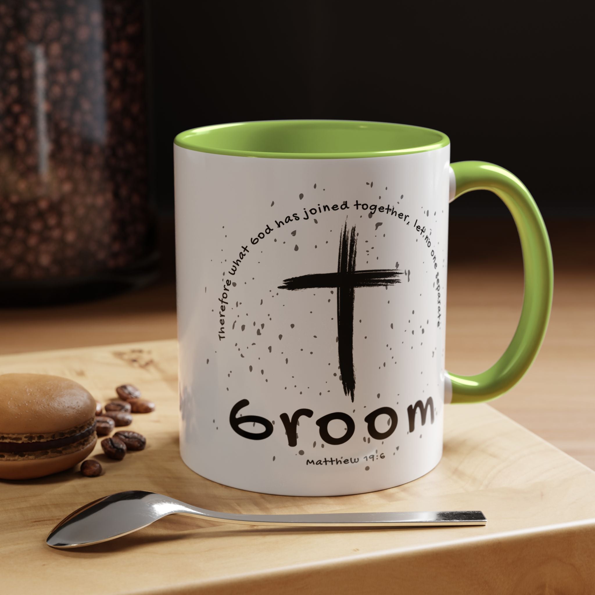 Groom Faith Coffee Mug – Cross & Matthew 19:6 Wedding Gift