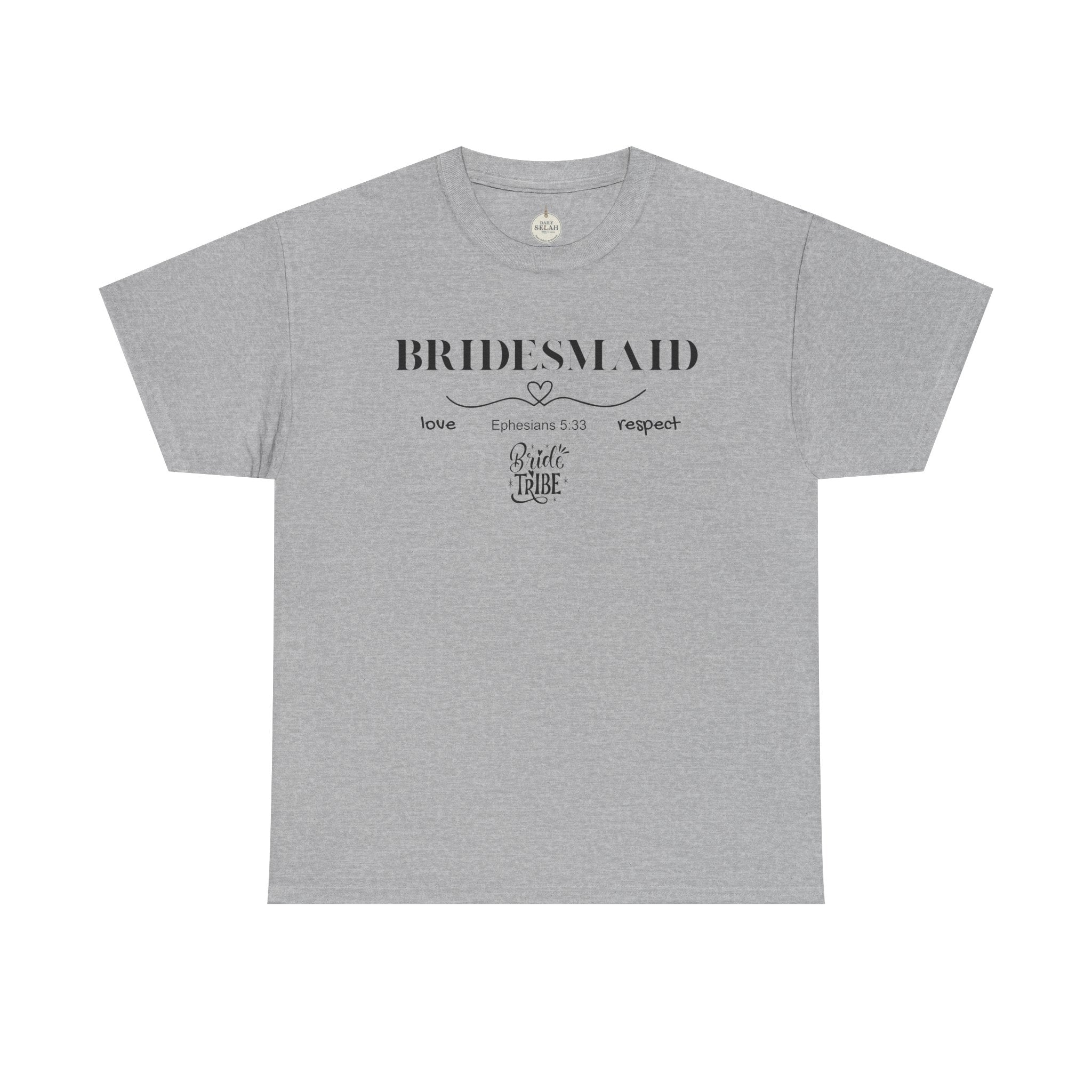 Bridesmaid T-Shirt — Elegant Script Bridal Party Tee (‘Bridesmaid’ with Heart) - Christian
