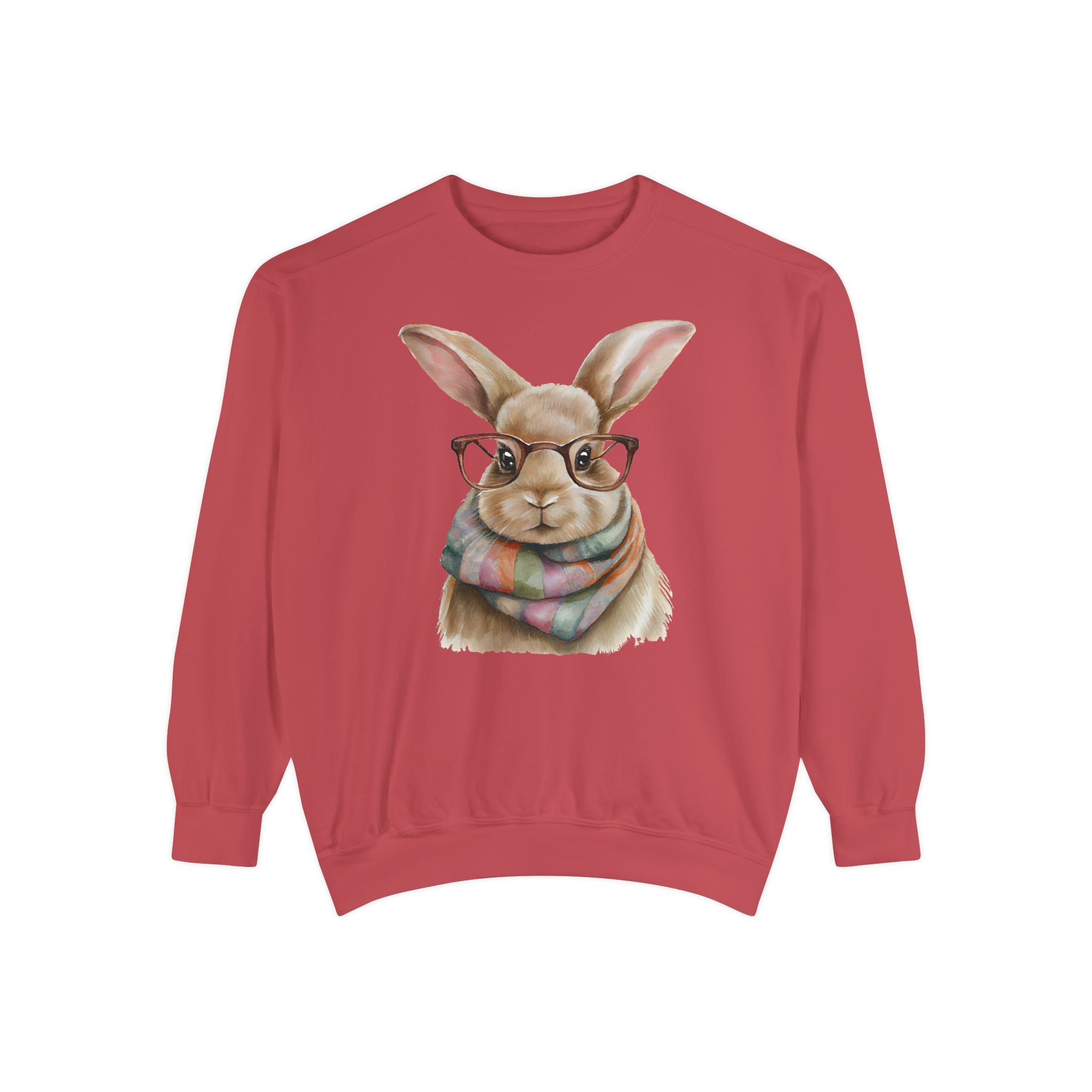 Library Book Bunny in Scarf Sweatshirt (Comfort Colors)