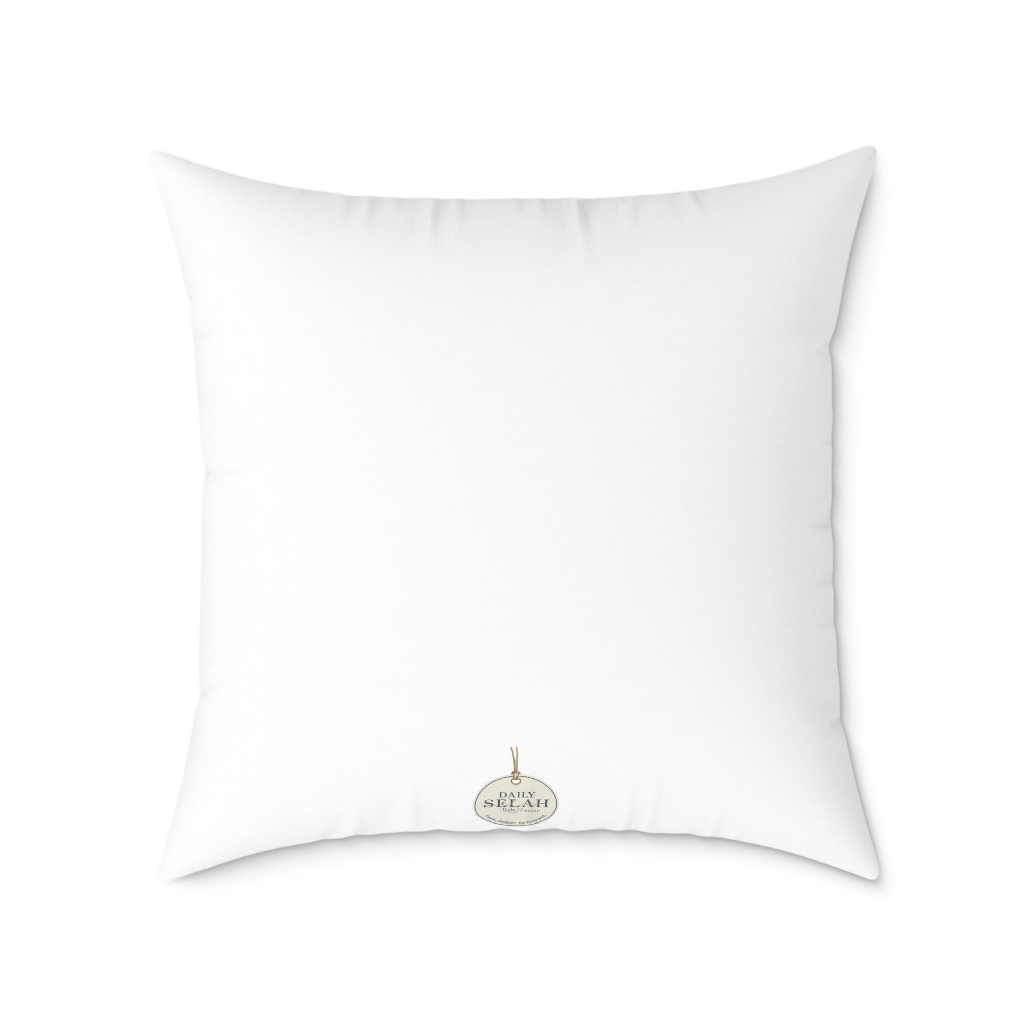 Pause Square Pillow – Minimalist Faith Inspired Neutral Canvas Throw Pillow with 'Pause' Typography