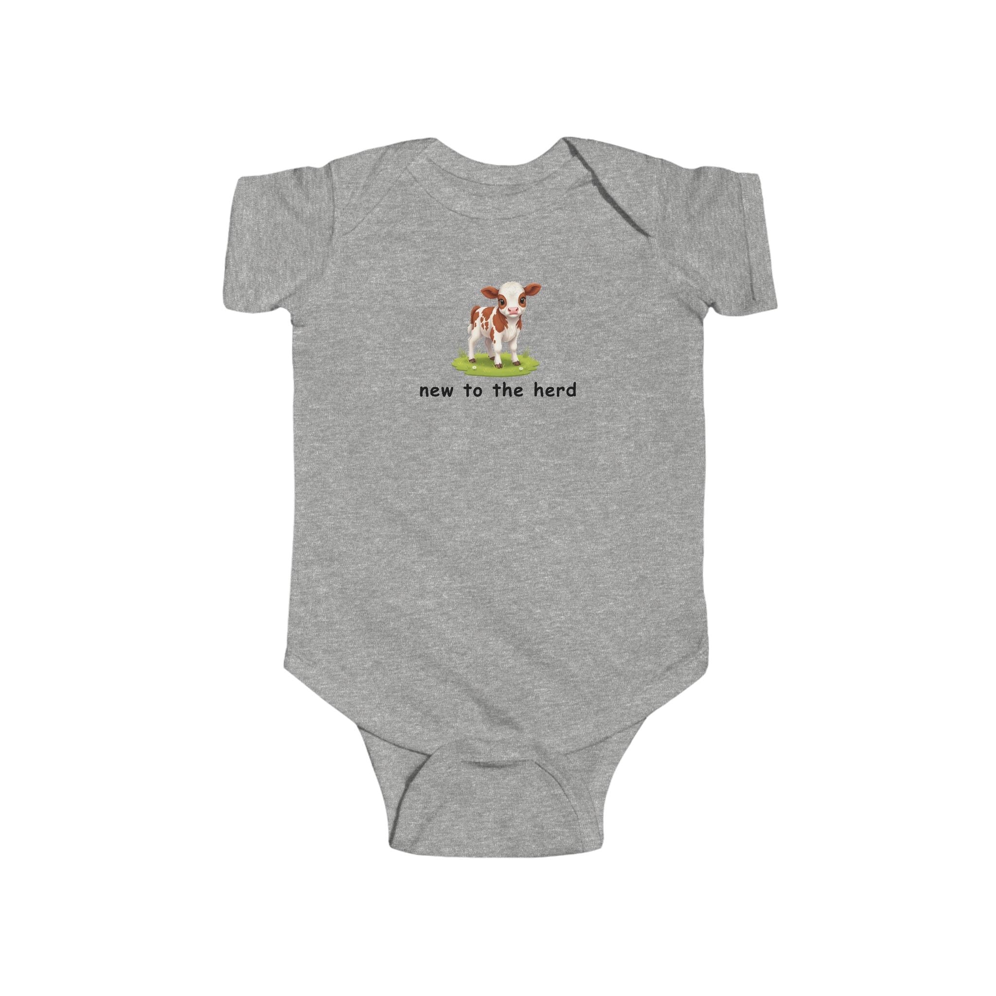 New to the Herd Baby Bodysuit - Cute Calf Illustration Infant Onesie