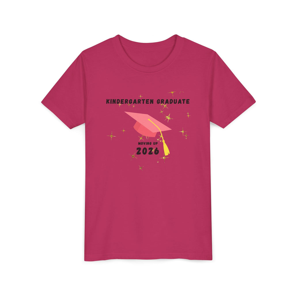 Kindergarten Graduate 2026 Youth Tee — Moving Up Graduation Cap Shirt