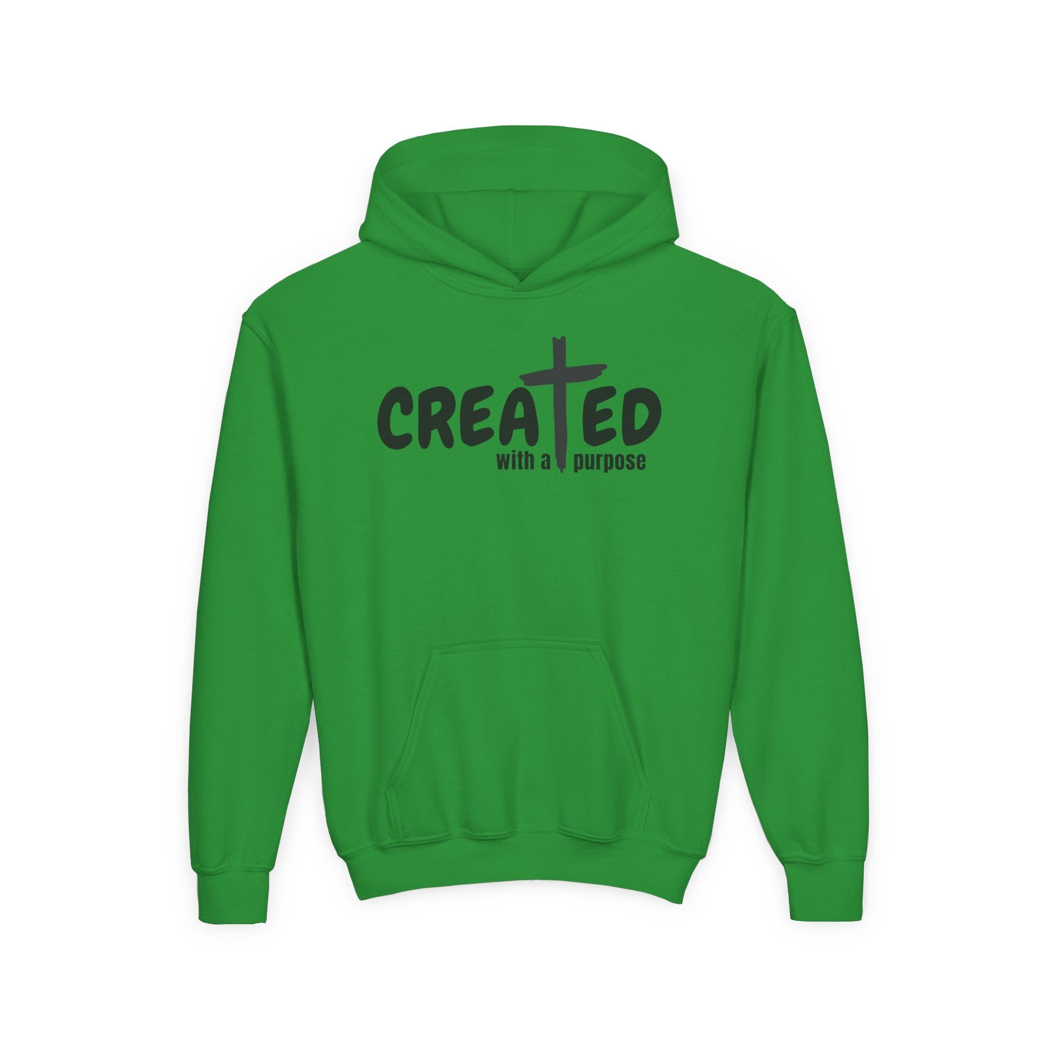 ‘Created With A Purpose’ Youth Hoodie — Christian Faith Kid’s Pullover