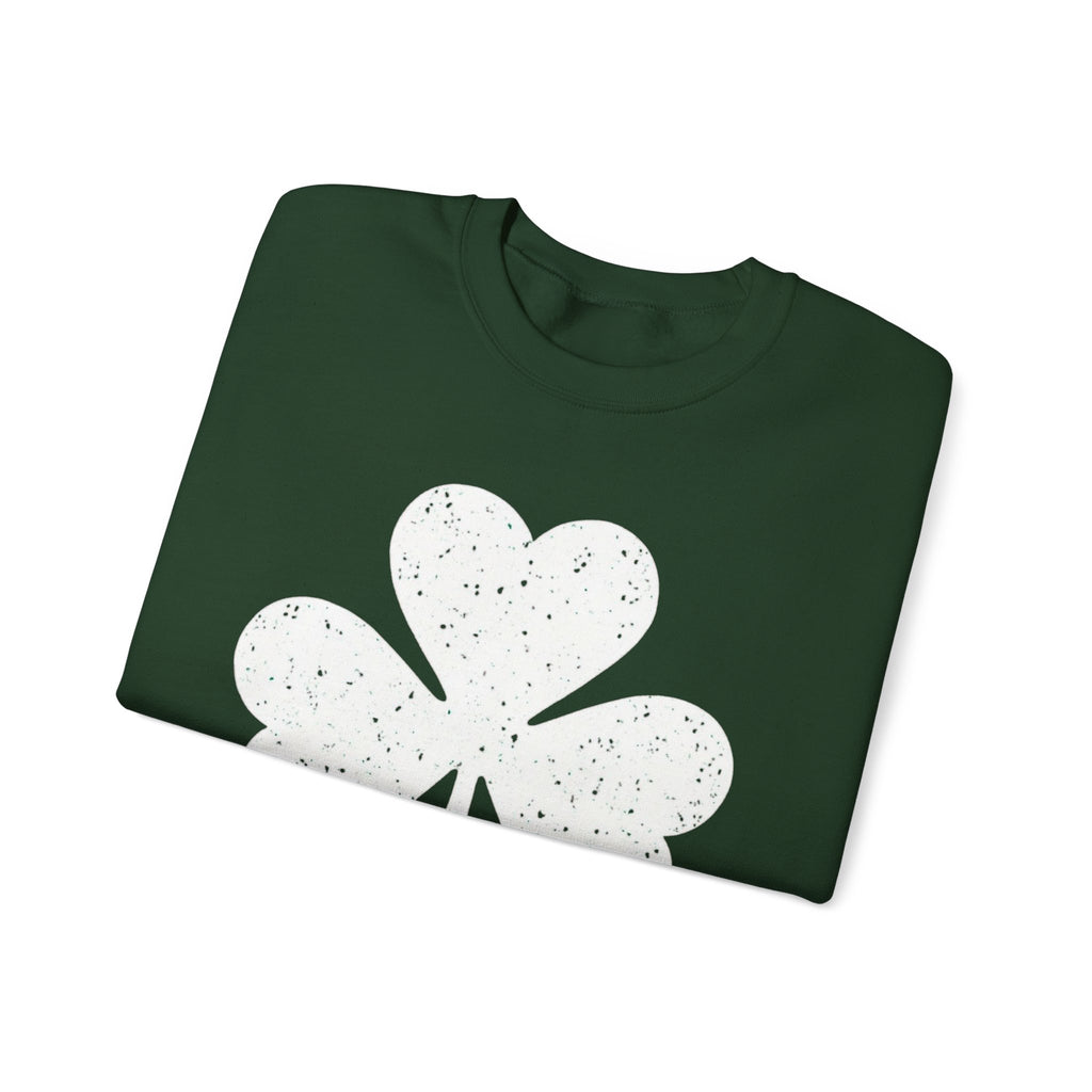 Shamrock Crewneck Sweatshirt – Distressed Green Clover St. Patrick’s Day Pullover