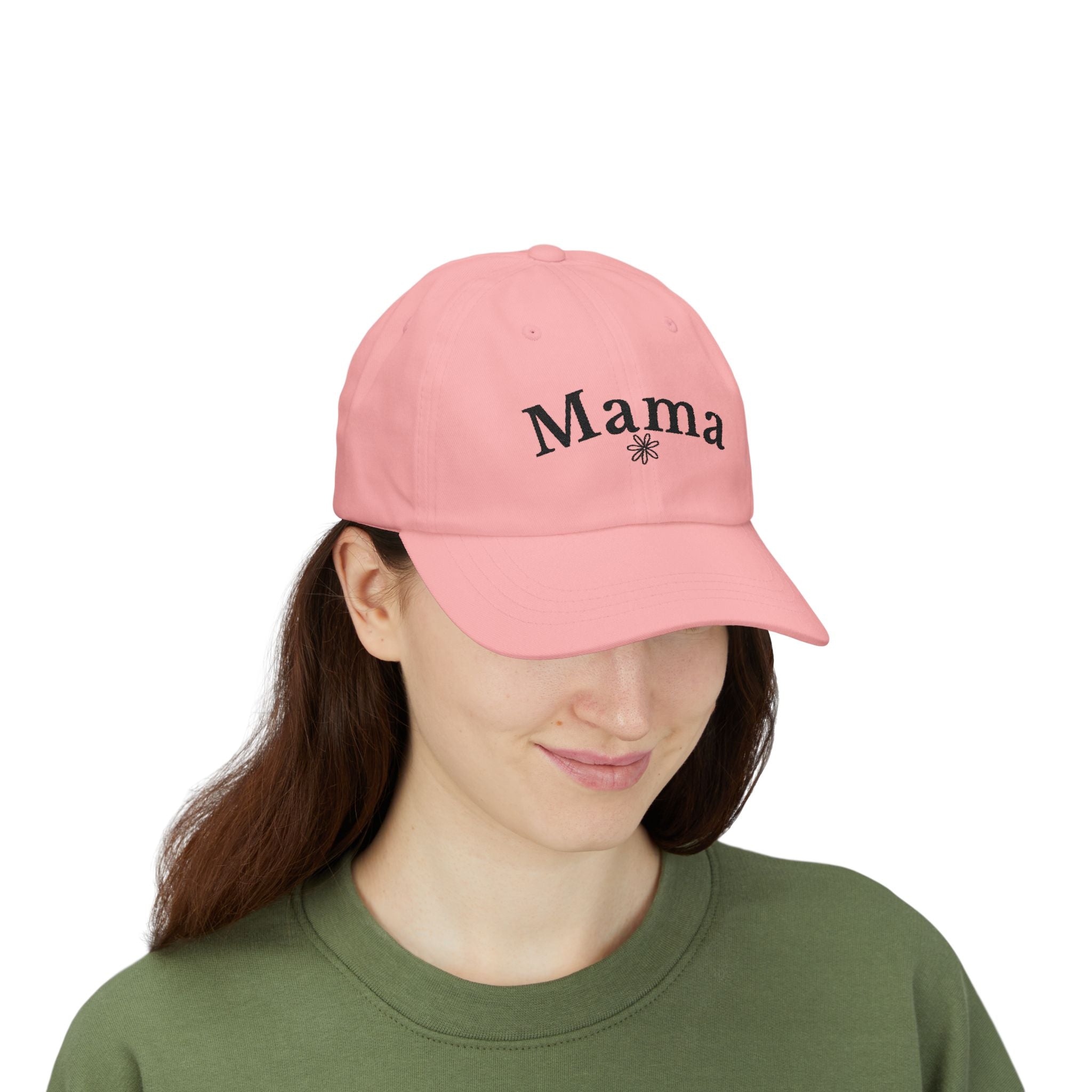 Mama Dad Cap — Embroidered Floral Script Hat for Moms