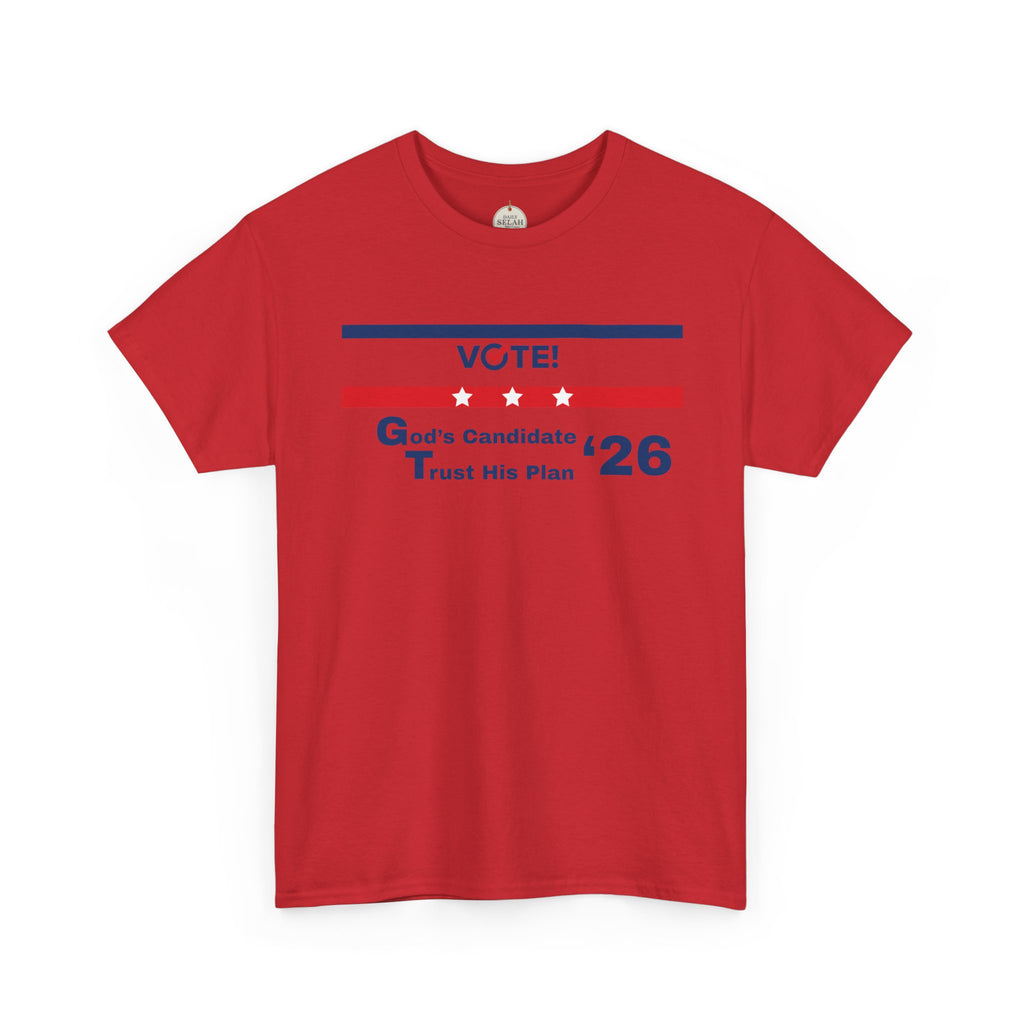 Political Vote '26 T‑Shirt — "God's Candidate Trust His Plan" Patriotic Tee