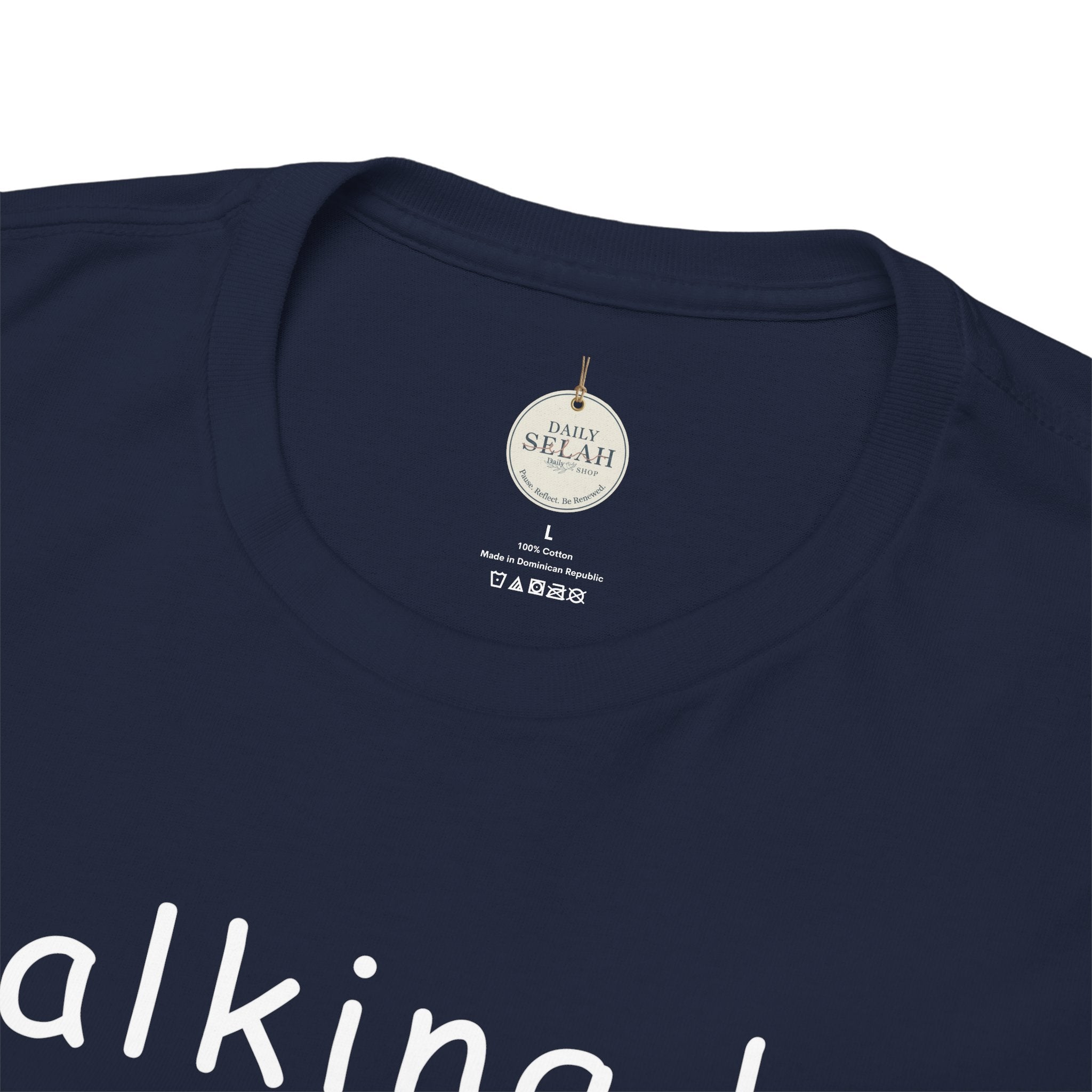 Faith Quote T-Shirt — "walking by faith, tripping constantly" Christian Tee