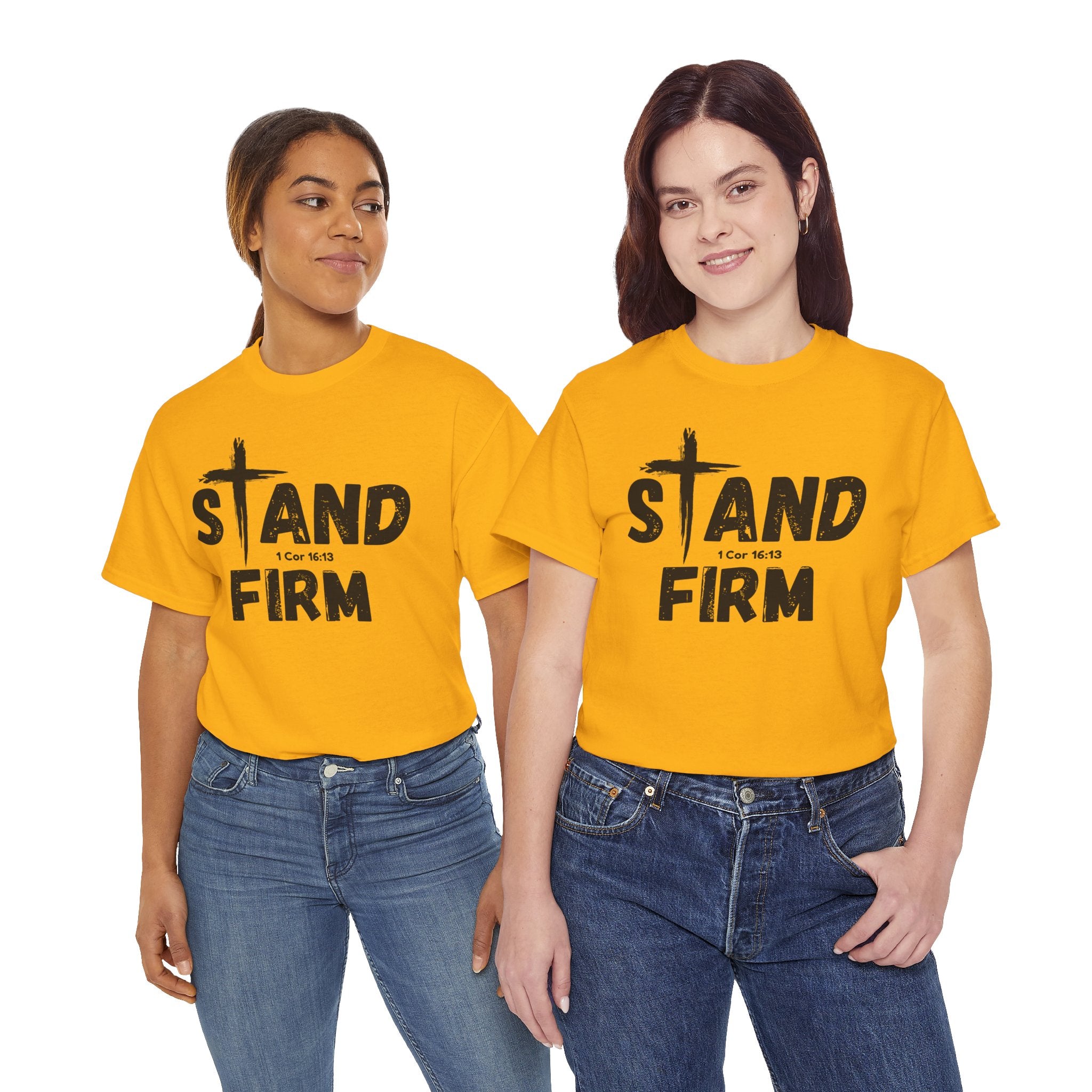 Stand Firm T-Shirt — Christian Faith Tee with Cross & 1 Cor 16:13 Inspirational Design