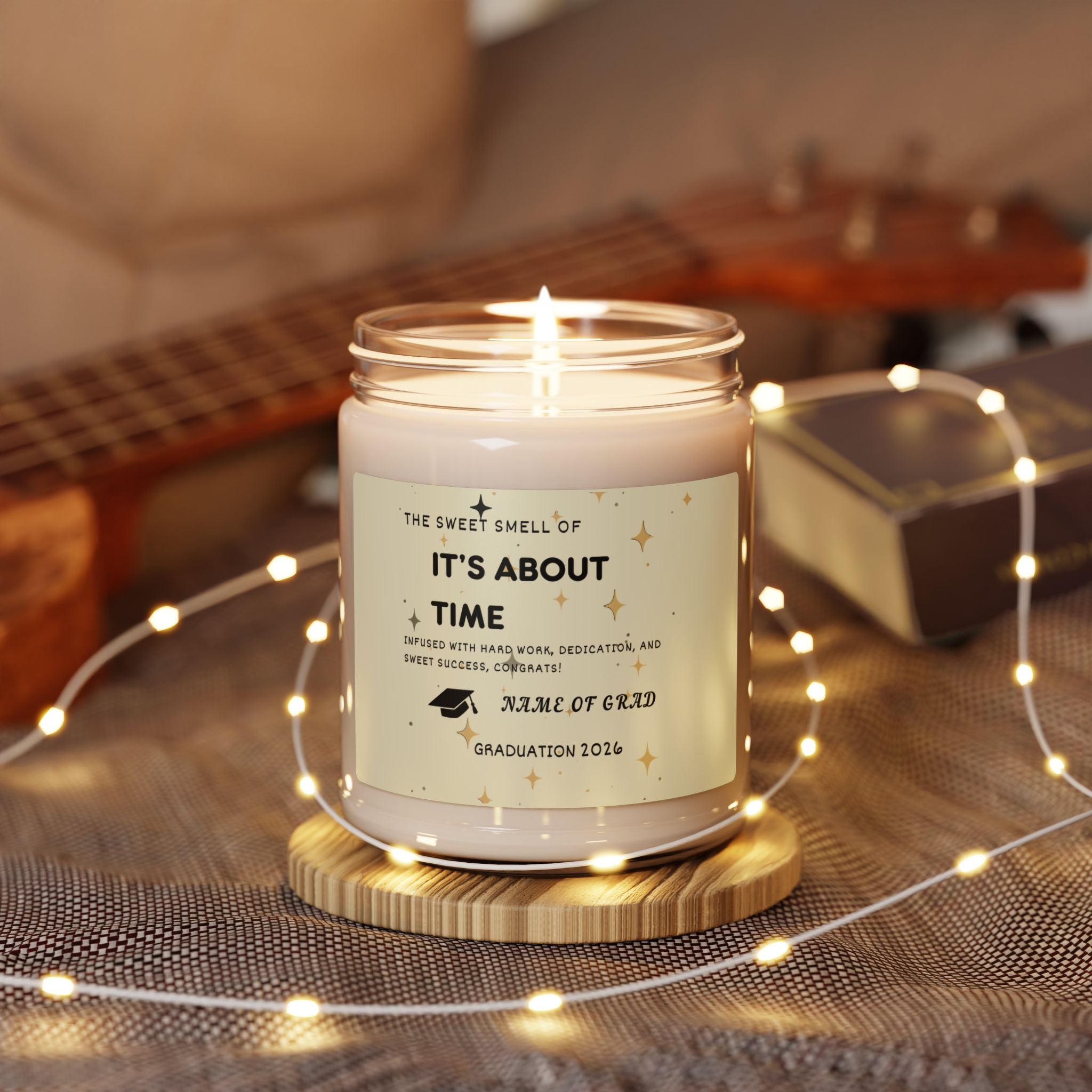 Graduation Soy Candle — “It’s About Time” Personalized 9oz Scented Candle