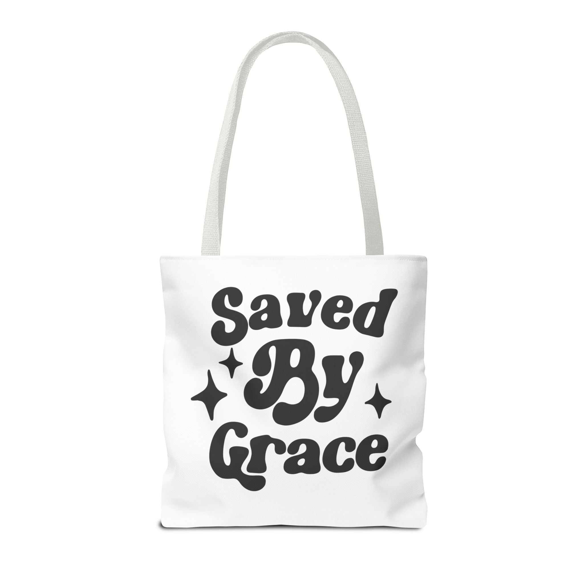 Saved By Grace Tote Bag — Christian Faith Statement Canvas Tote