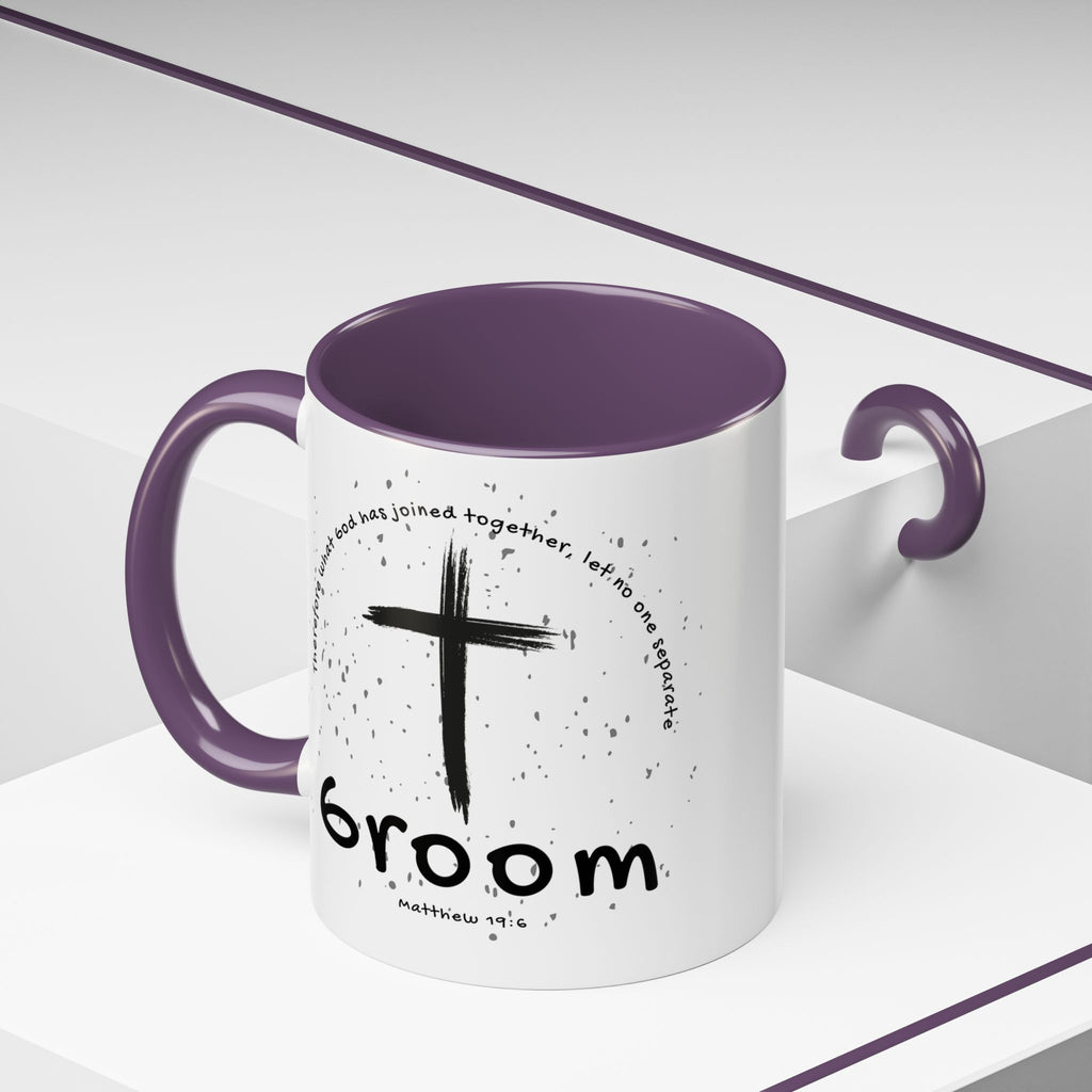 Groom Faith Coffee Mug – Cross & Matthew 19:6 Wedding Gift