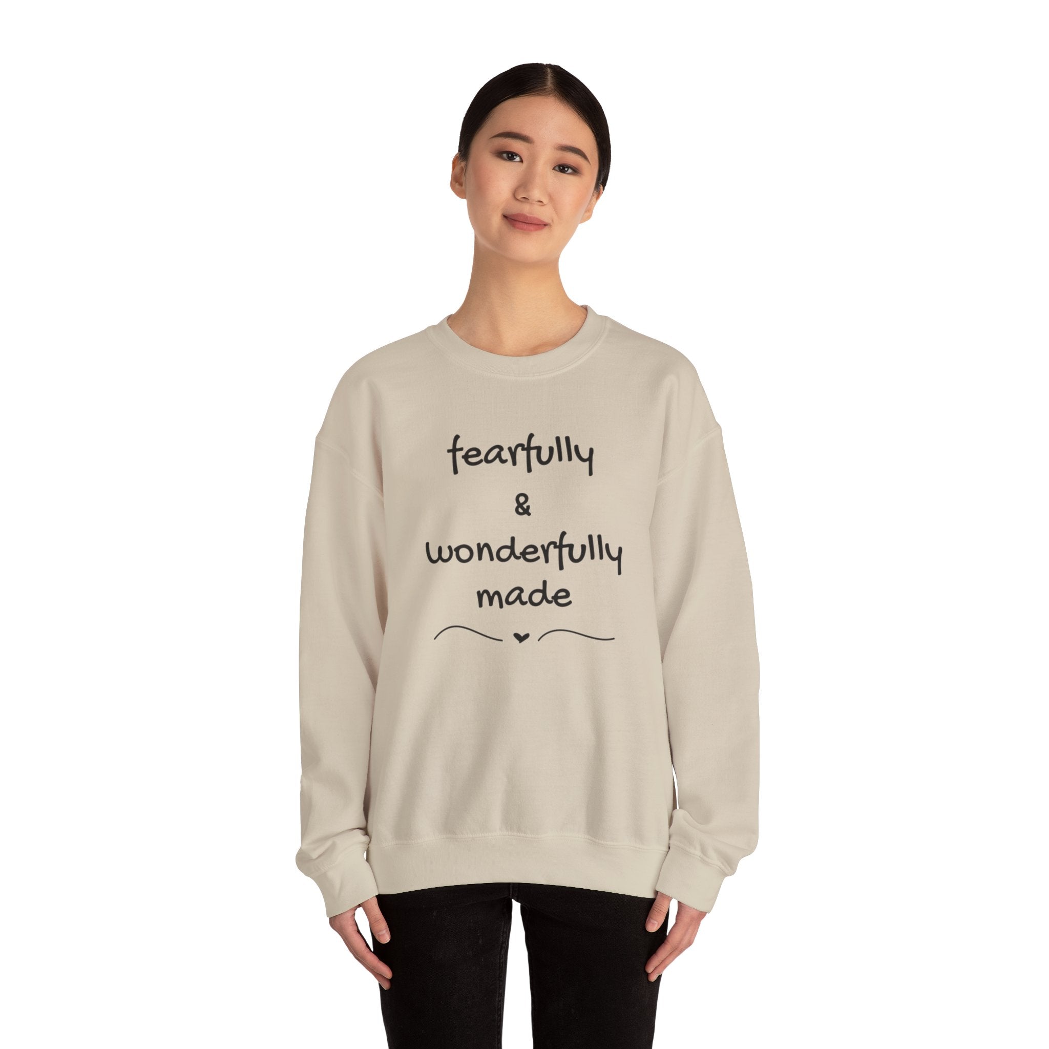 Faith-Based Crewneck Sweatshirt — "Fearfully & Wonderfully Made" Inspirational Pullover