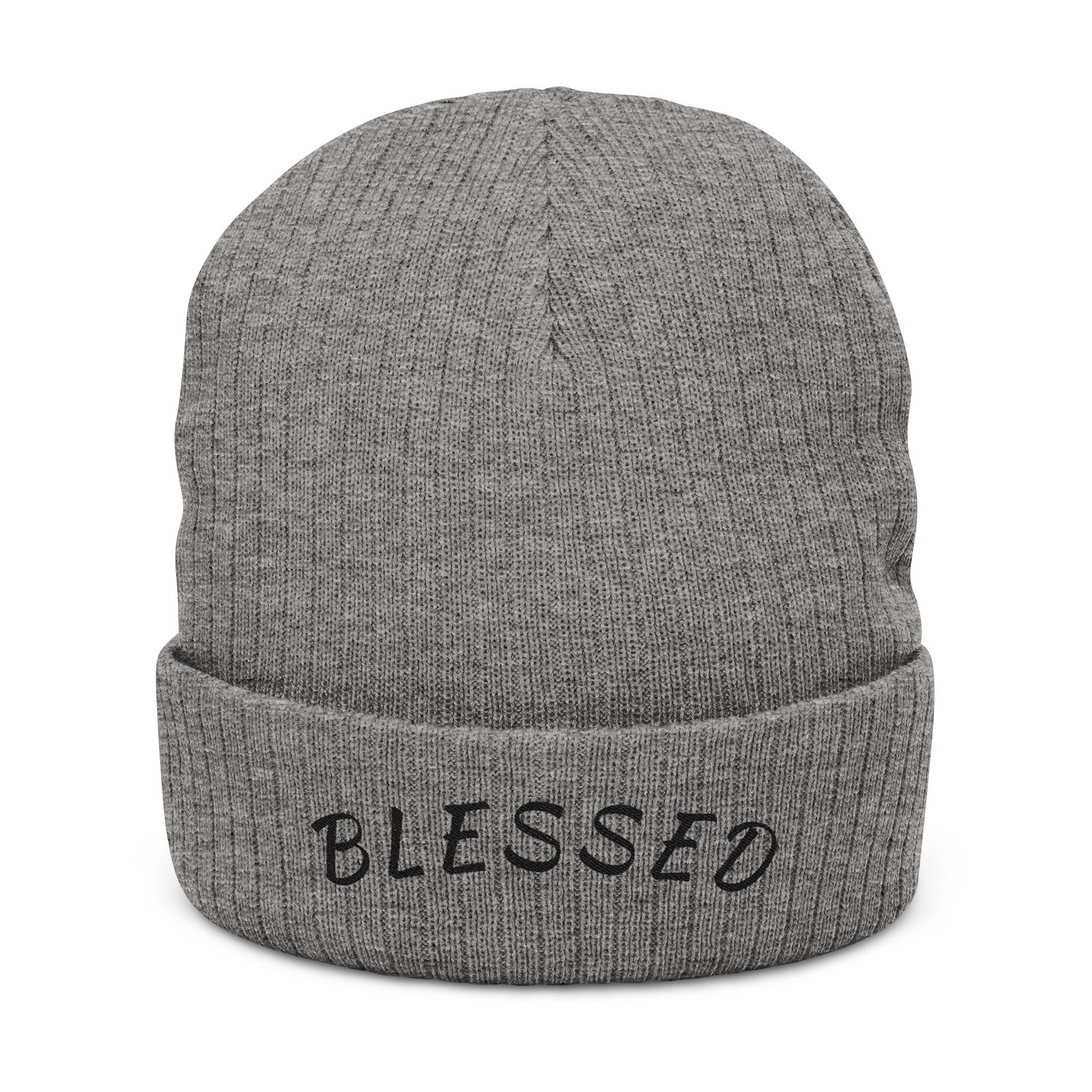 Blessed Embroidered Beanie | Ribbed Knit Cuffed Hat