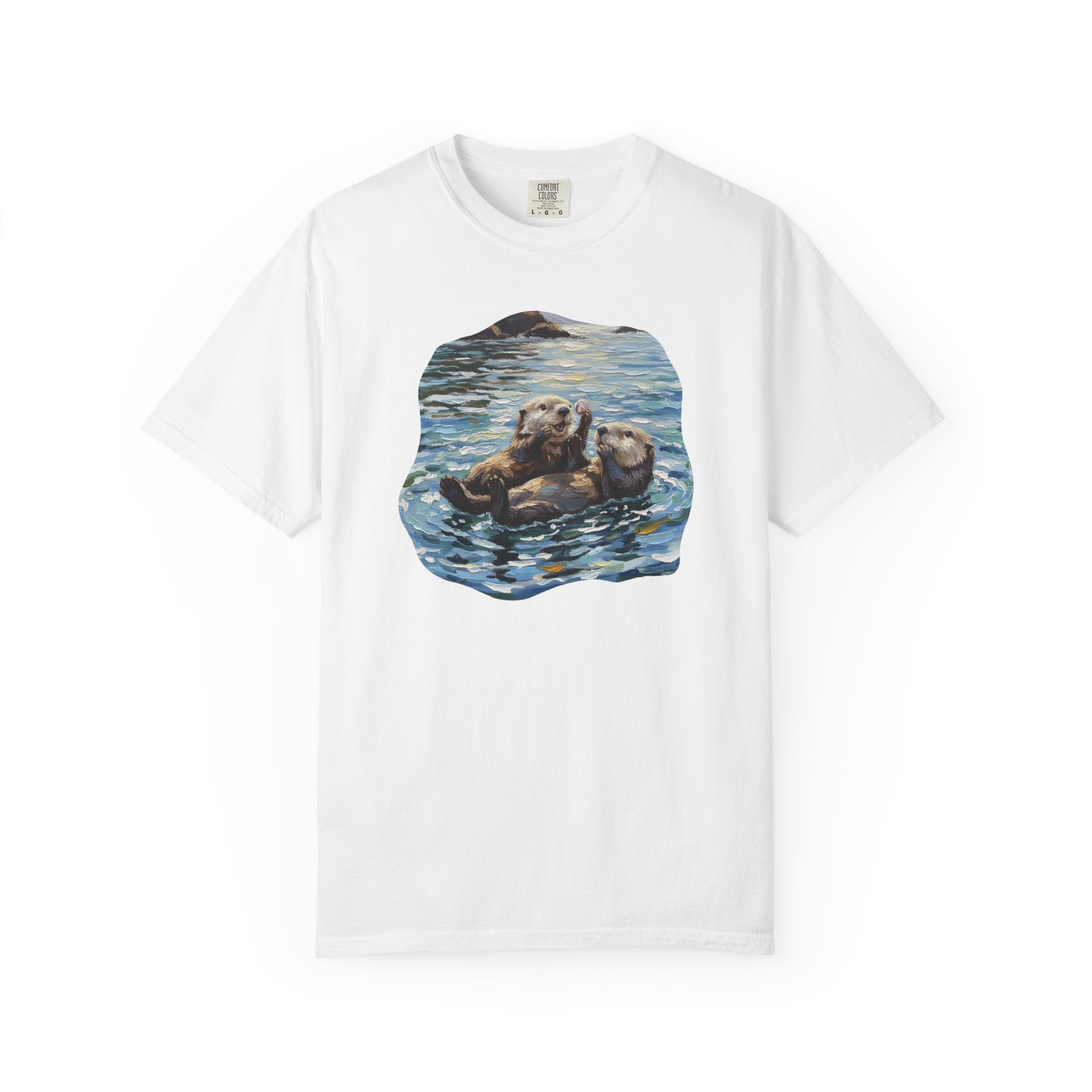 Otter Floating Art T-Shirt — Cute Sea Otter Graphic Tee