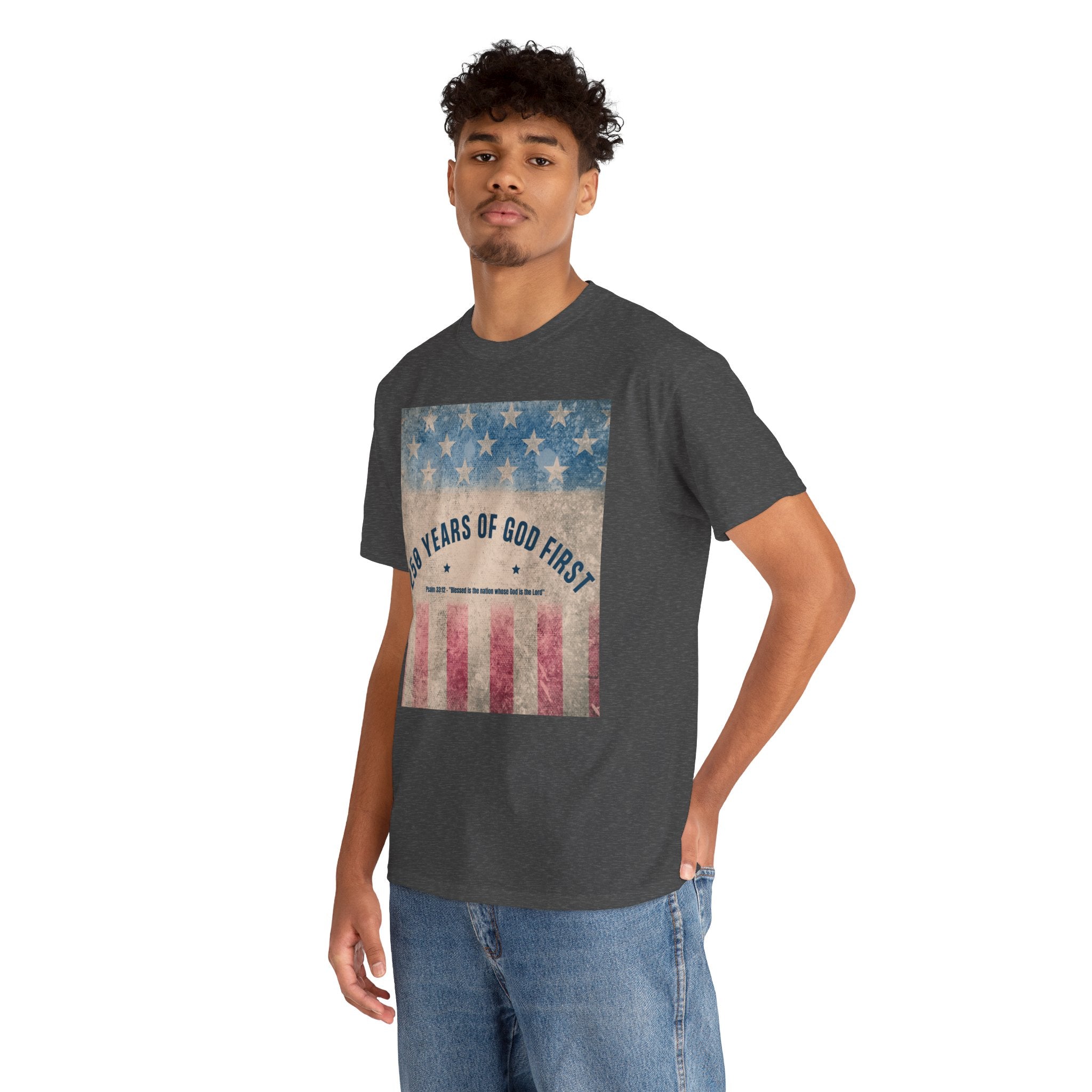God First 250 Years Vintage American Flag  and Patriotic T-Shirt