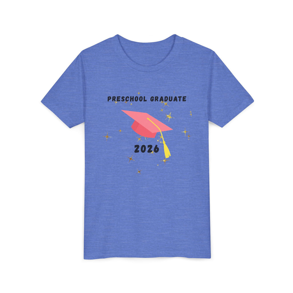 Preschool Graduate 2026 Youth Tee — Pink Graduation Cap Kids Shirt