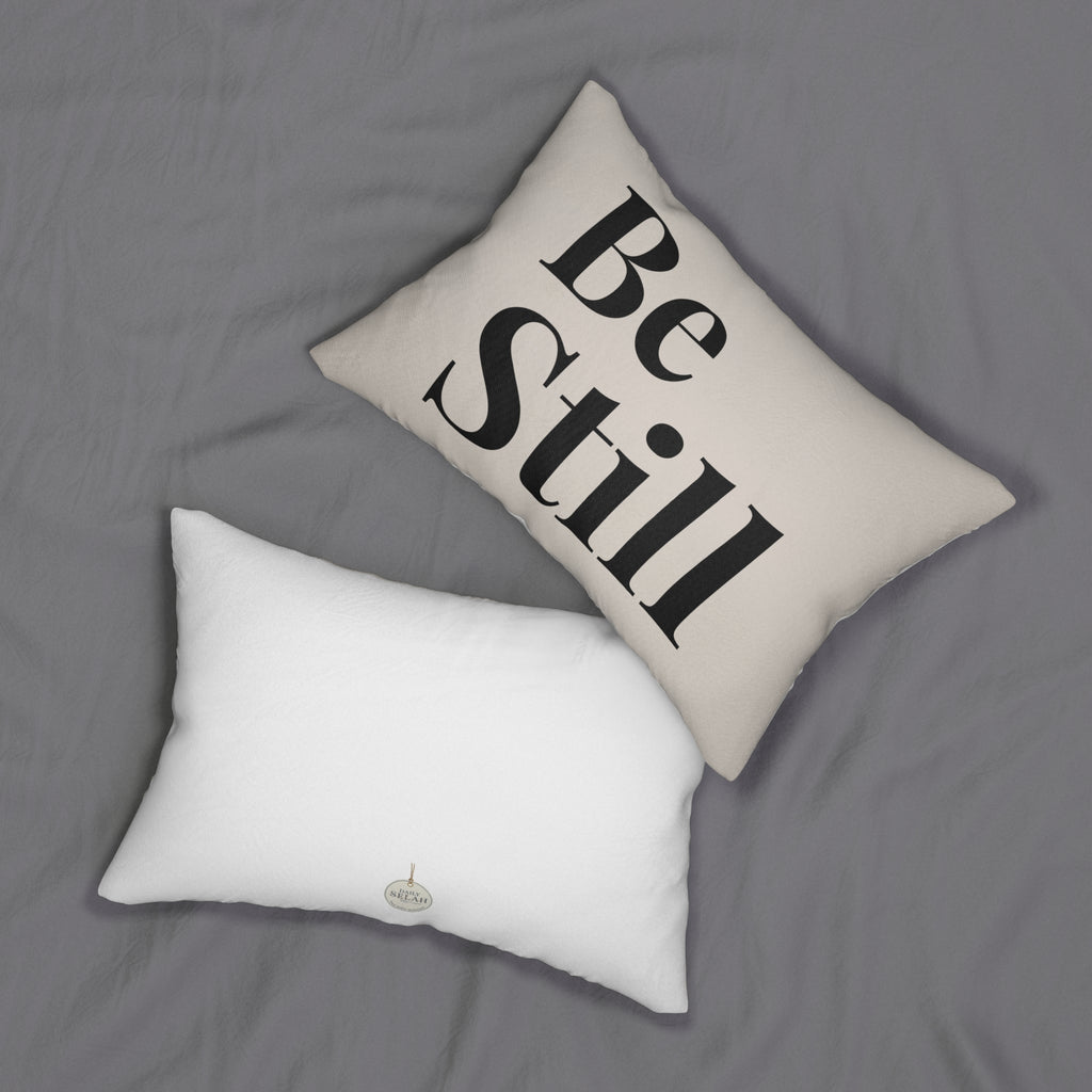 Be Still Lumbar Pillow — Minimalist Inspirational Throw Pillow