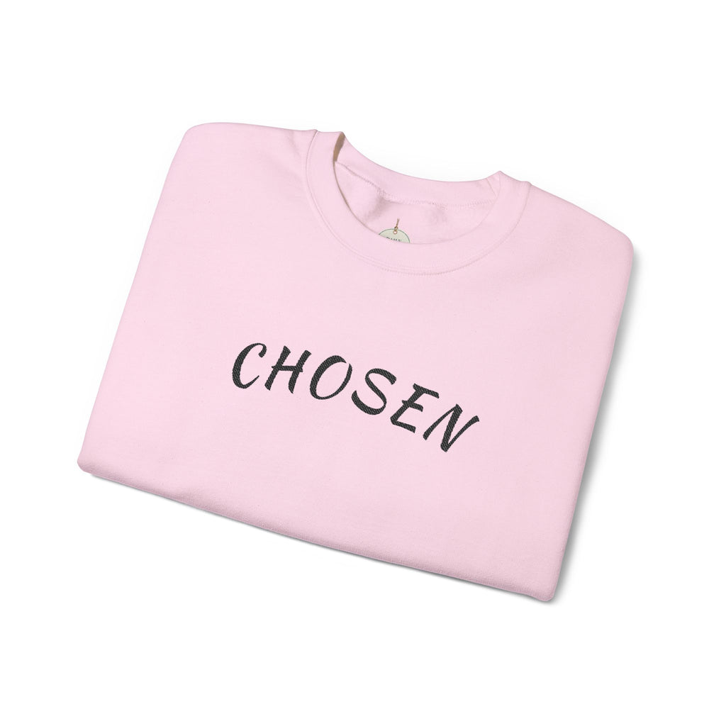 Embroidered Chosen Crewneck Sweatshirt — Minimalist Pullover with 'CHOSEN' Text