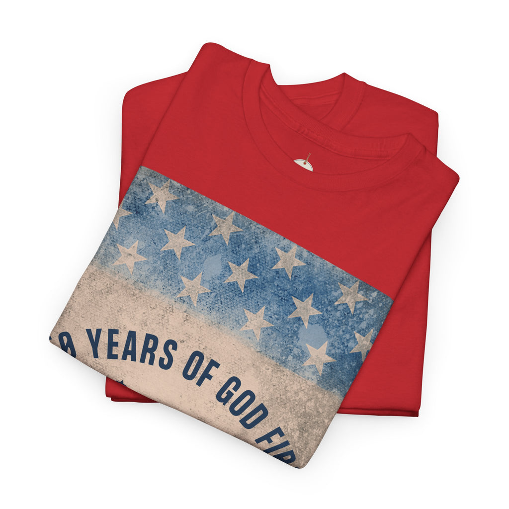 God First 250 Years Vintage American Flag  and Patriotic T-Shirt