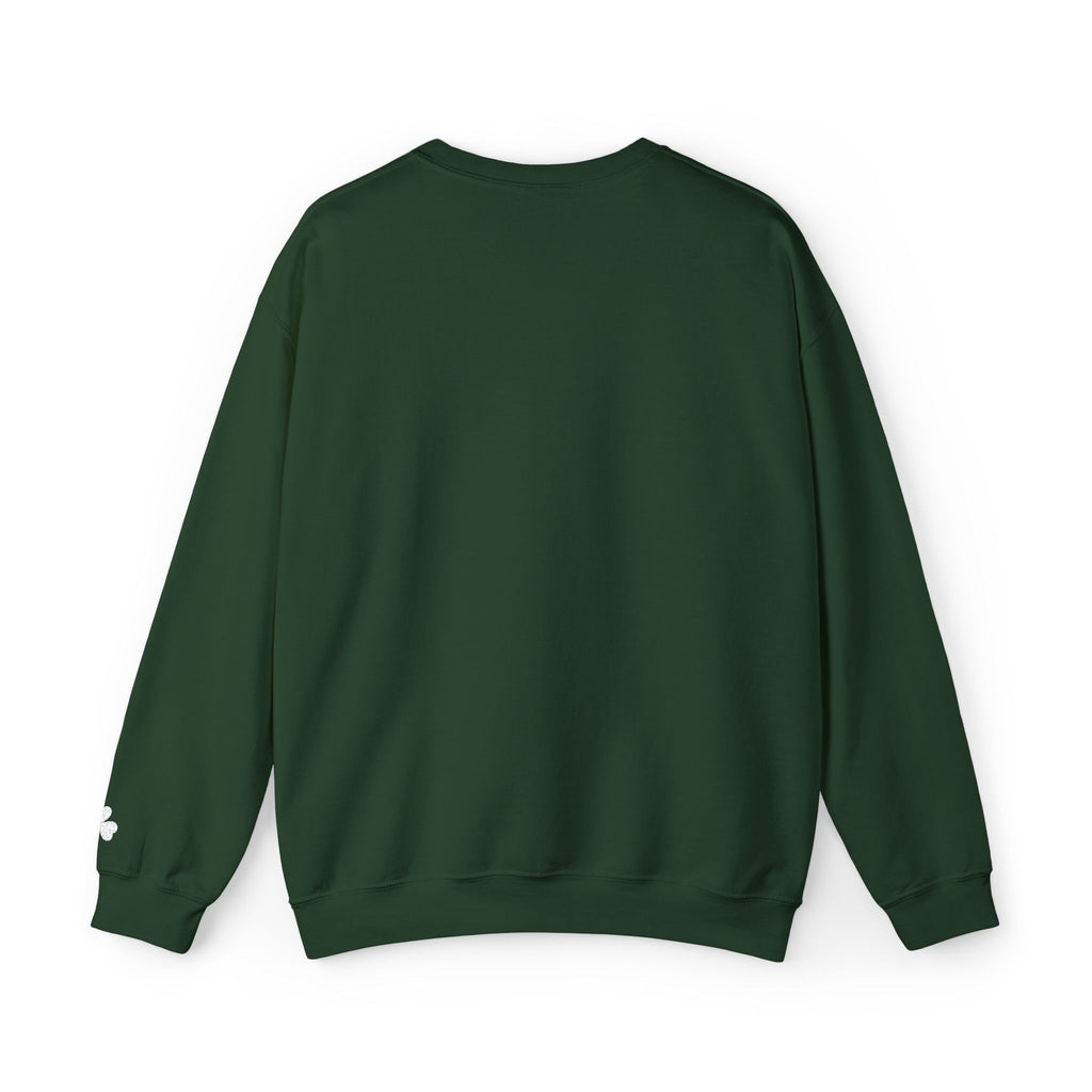 Embroidered Shamrock Crewneck Sweatshirt — Simple White Clover St. Patrick’s Day Pullover