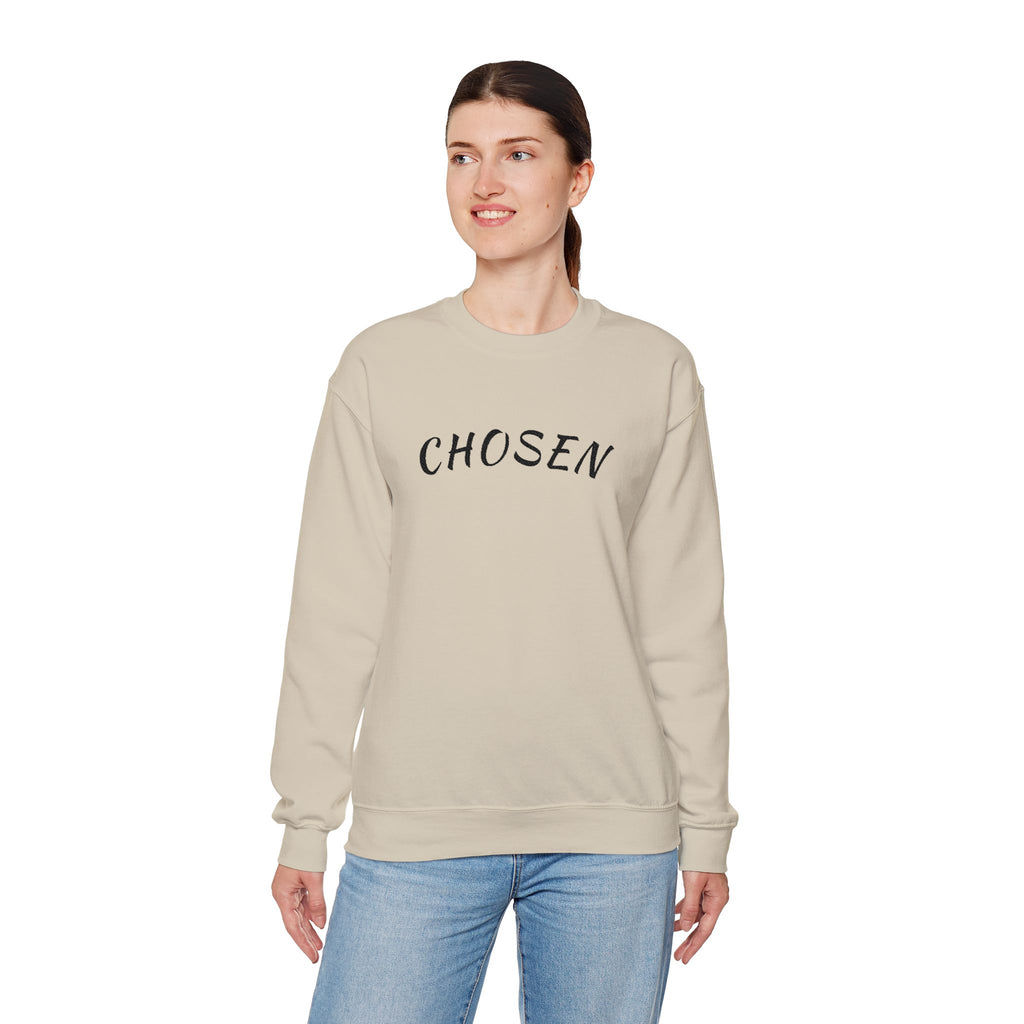 Embroidered Chosen Crewneck Sweatshirt — Minimalist Pullover with 'CHOSEN' Text