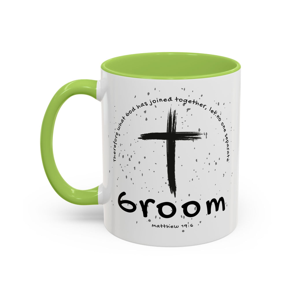 Groom Faith Coffee Mug – Cross & Matthew 19:6 Wedding Gift