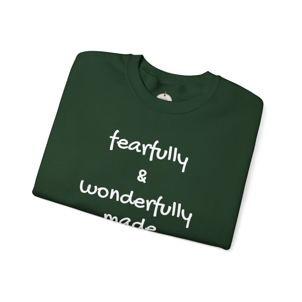 Faith-Based Crewneck Sweatshirt — "Fearfully & Wonderfully Made" Inspirational Pullover