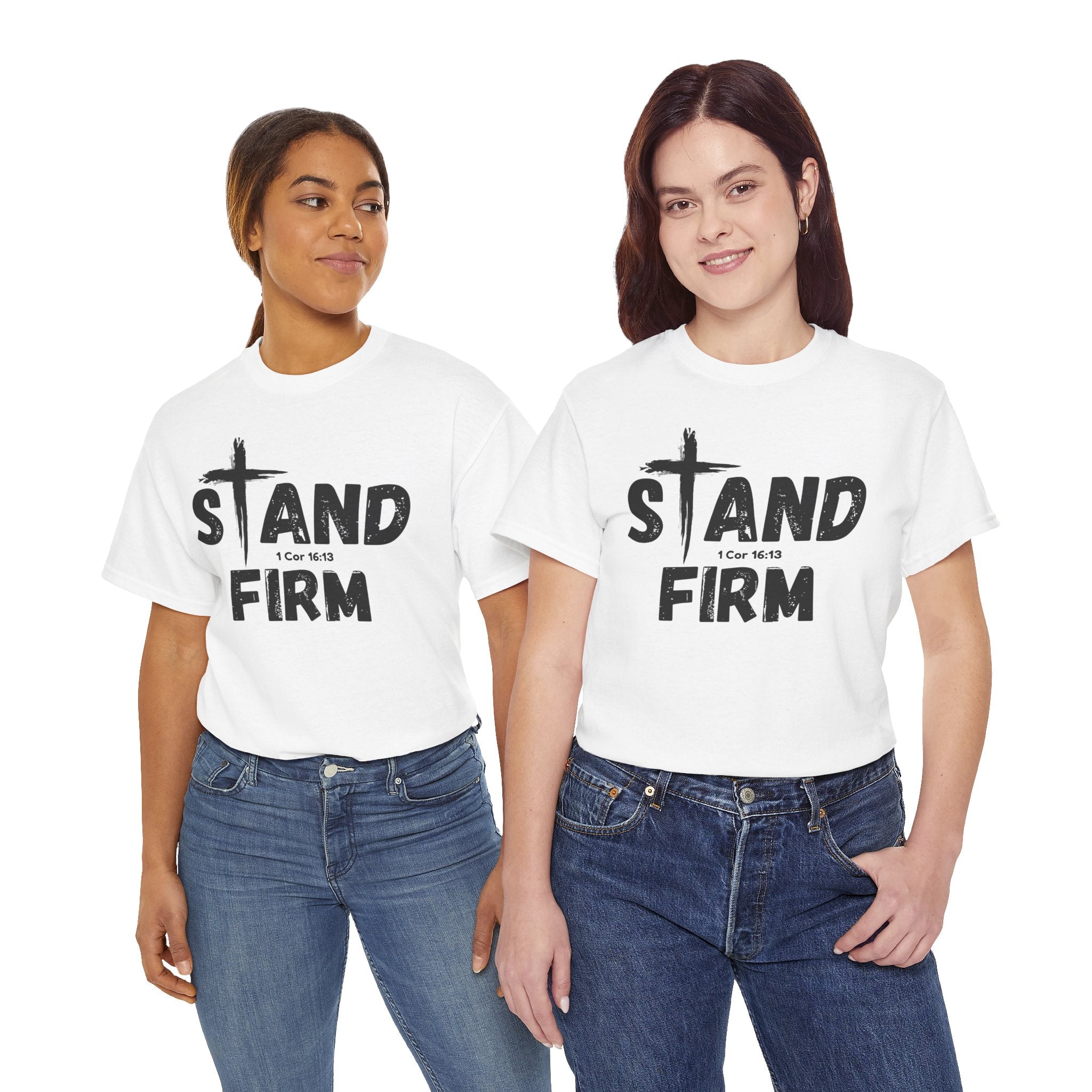 Stand Firm T-Shirt — Christian Faith Tee with Cross & 1 Cor 16:13 Inspirational Design