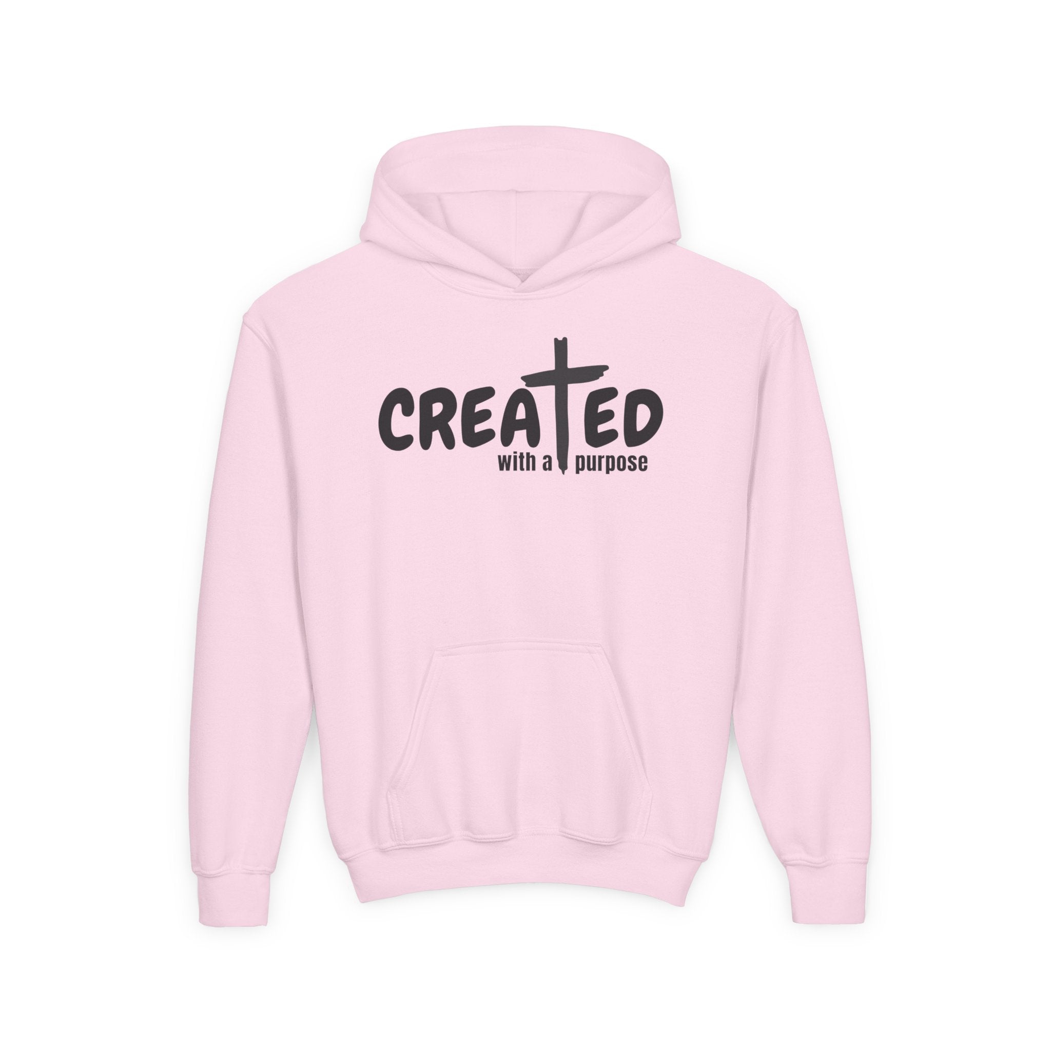 ‘Created With A Purpose’ Youth Hoodie — Christian Faith Kid’s Pullover